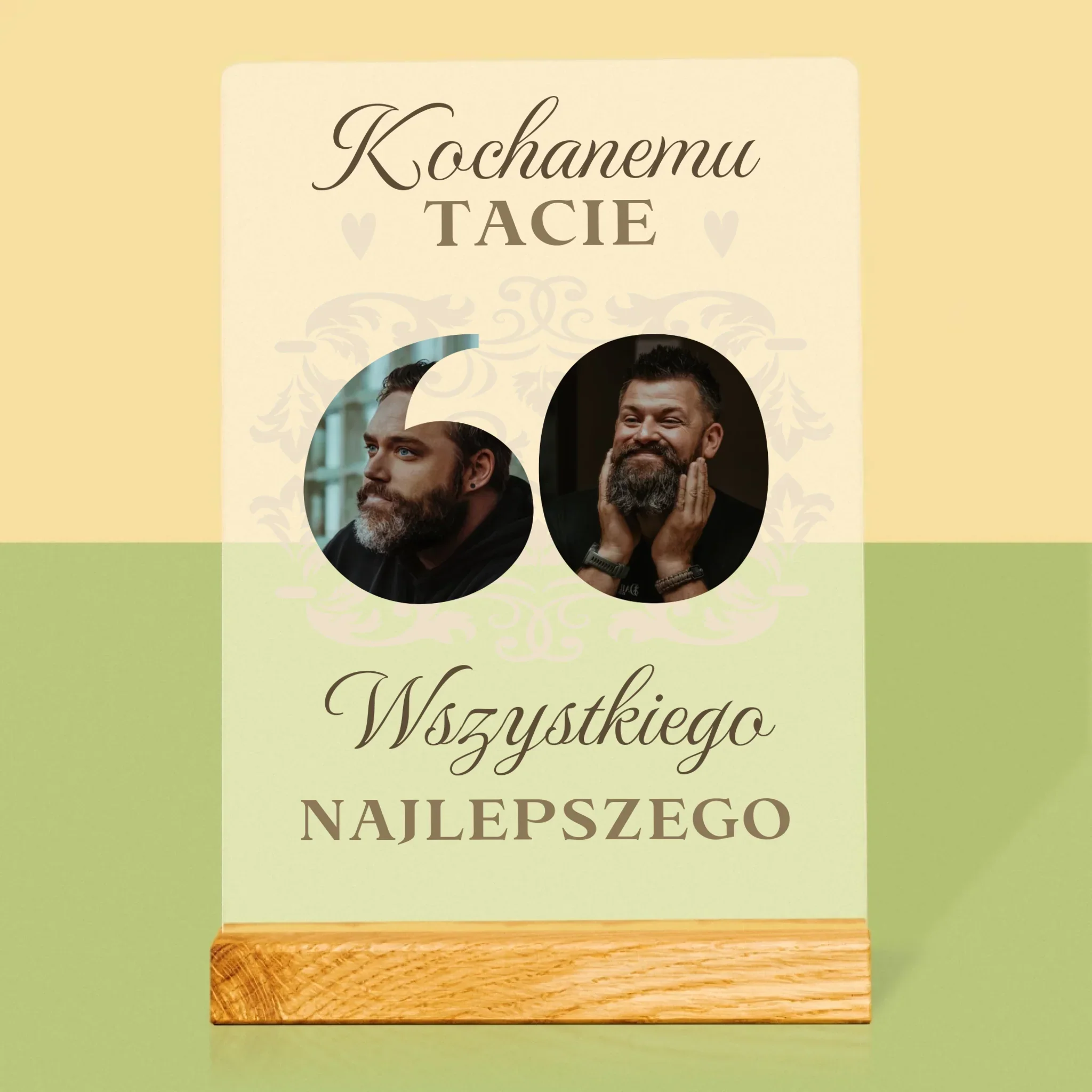 Słowo Ze Zdjęć: Kochanemu Tacie z Okazji 60 Urodzin - Wydruk Na Szkle Akrylowym - Image 3