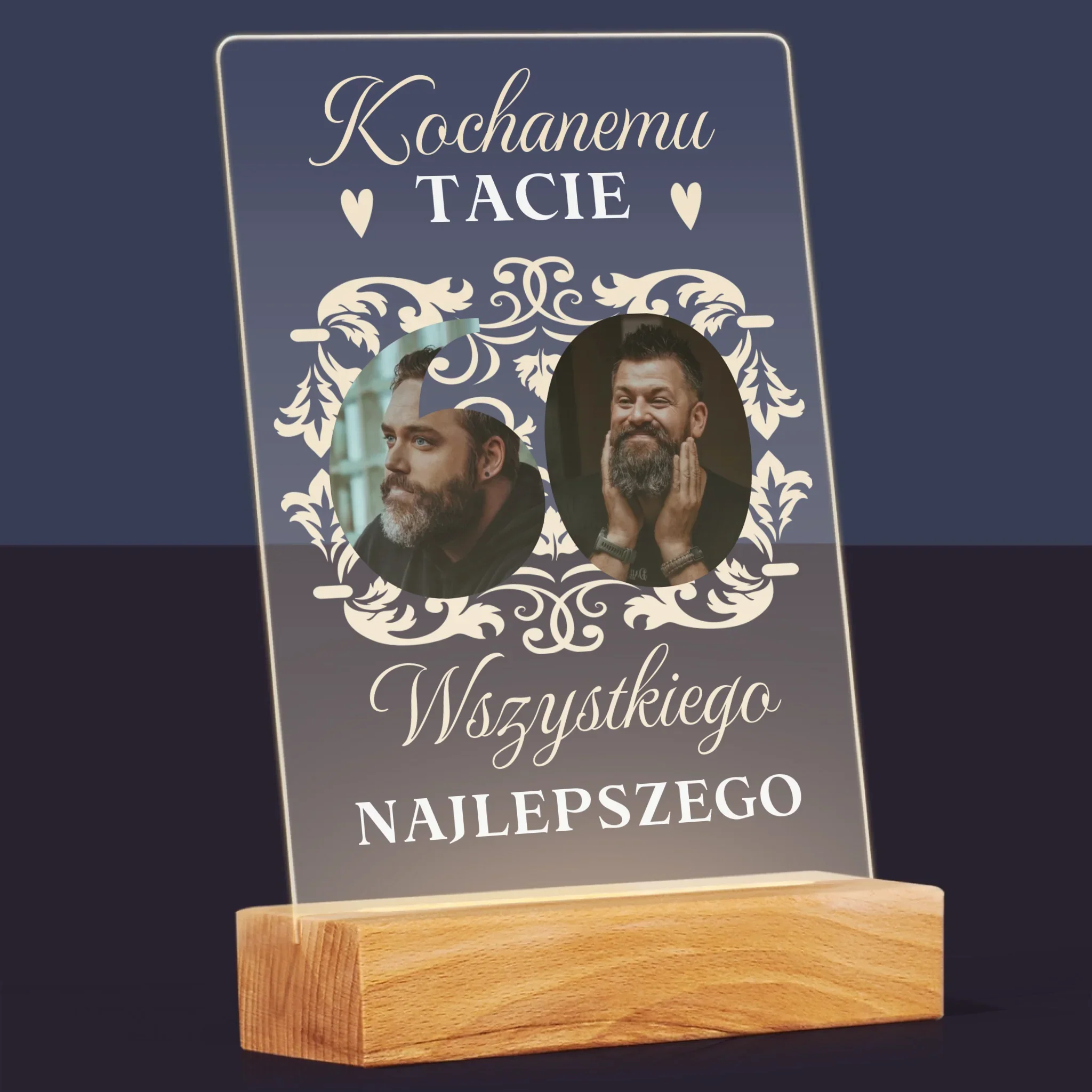 Słowo Ze Zdjęć: Kochanemu Tacie z Okazji 60 Urodzin - Wydruk Na Szkle Akrylowym - Image 8