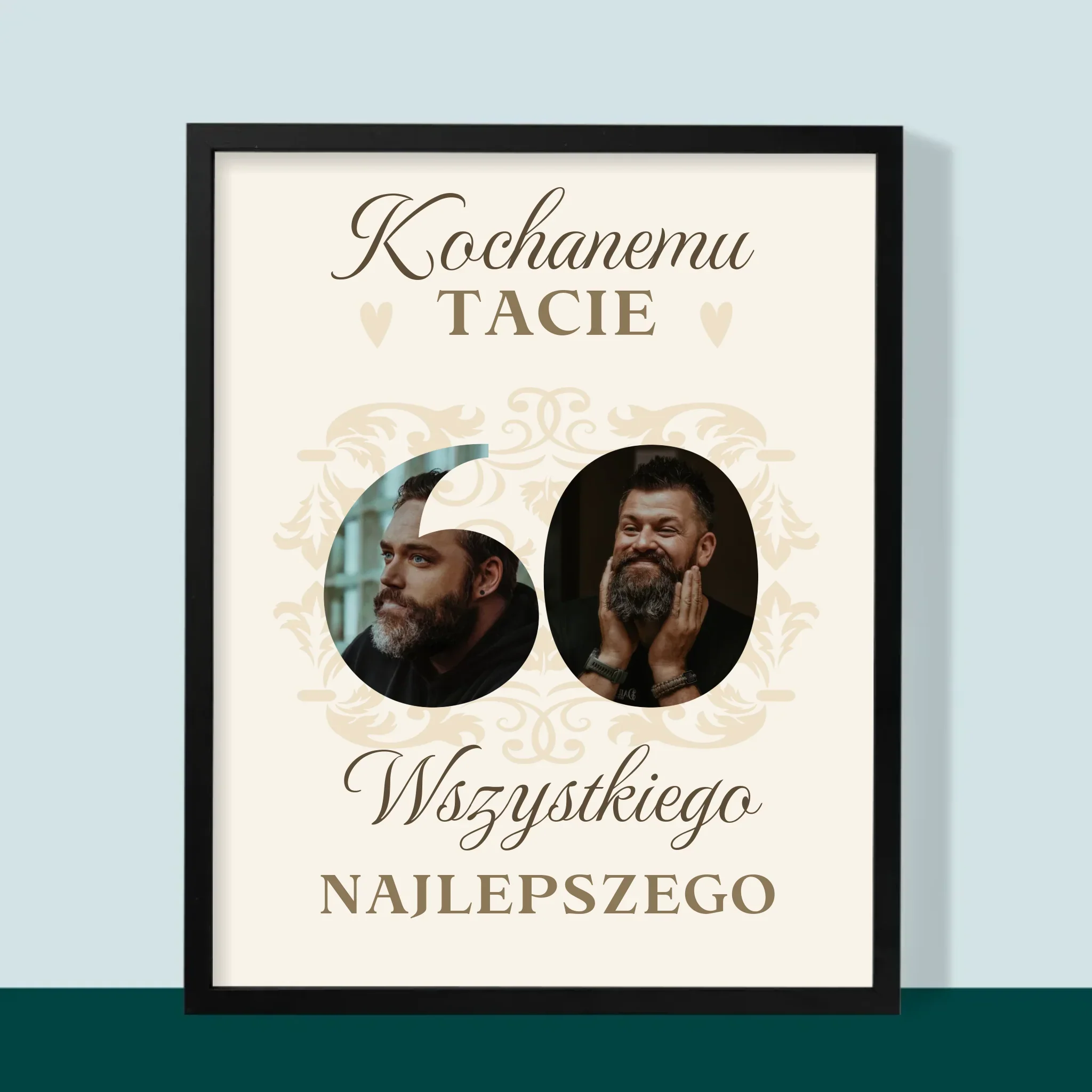 Słowo Ze Zdjęć: Kochanemu Tacie z Okazji 60 Urodzin - Wydruk Obramowany - Image 5