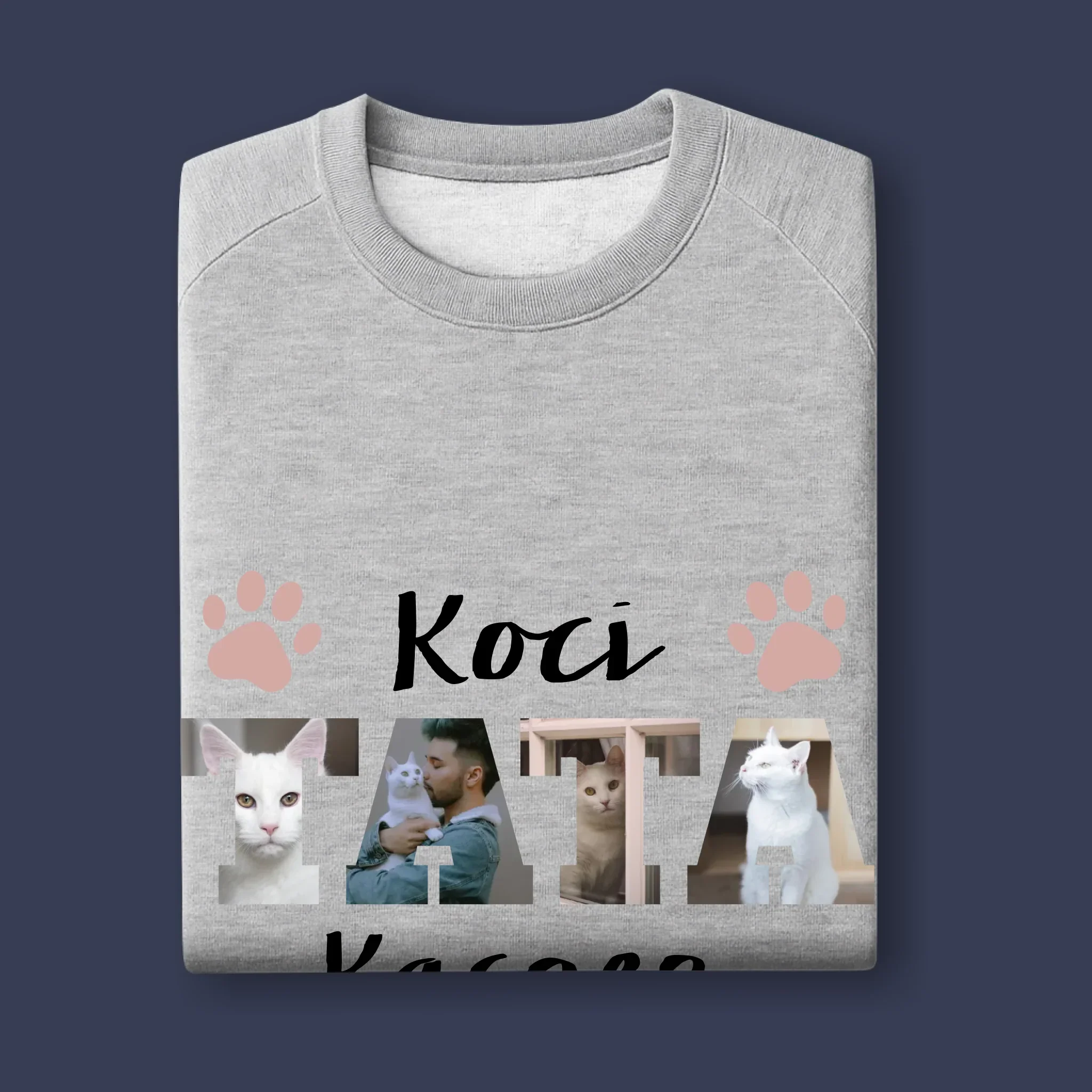 Słowo Ze Zdjęć: Koci Tata - Bluza Męska z Kapturem - Image 11