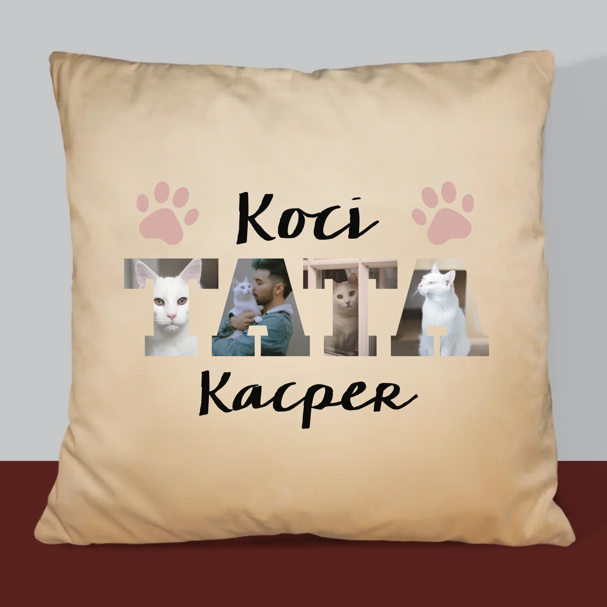 Słowo Ze Zdjęć: Koci Tata - Poduszka z Nadrukiem - Image 6
