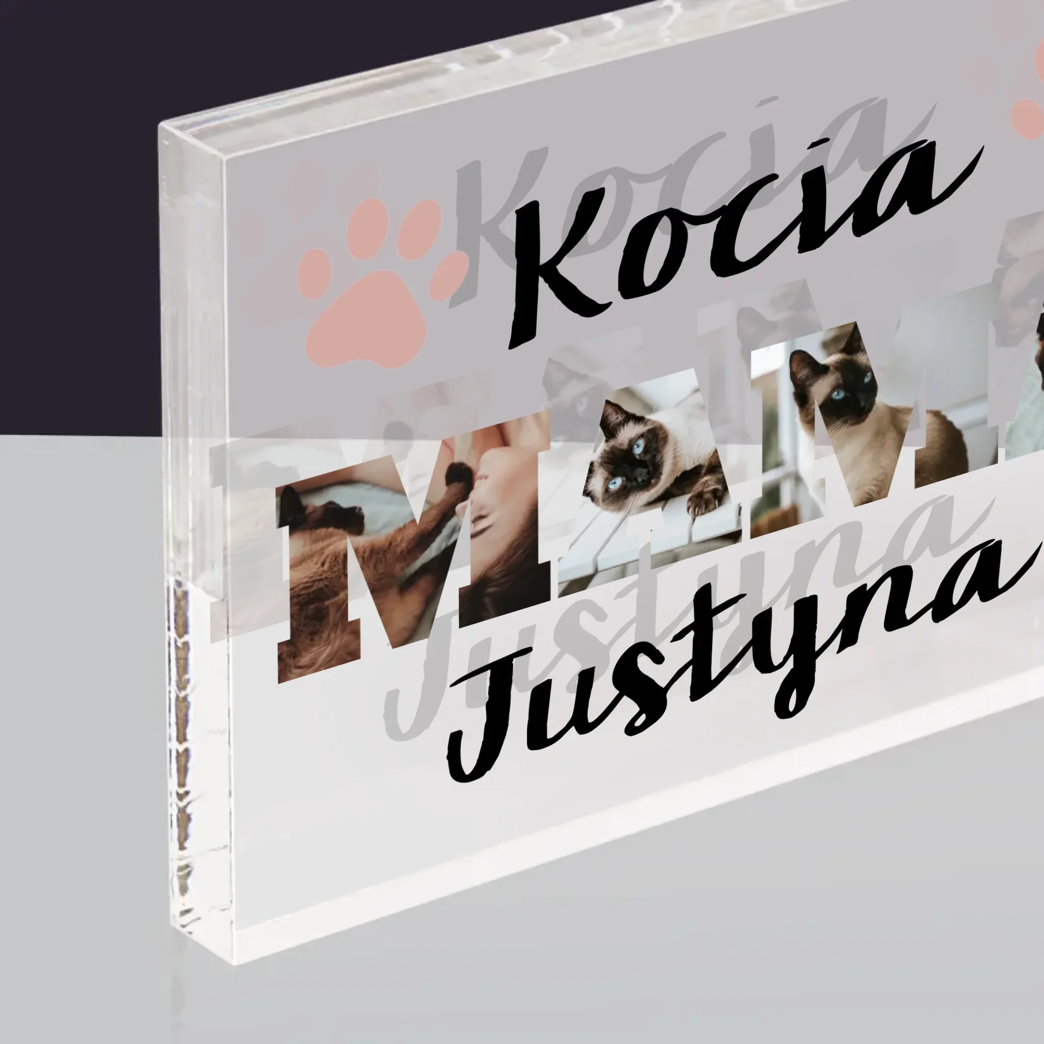 Słowo Ze Zdjęć: Kocia Mama - Blok Akrylowy z Nadrukiem - Image 2