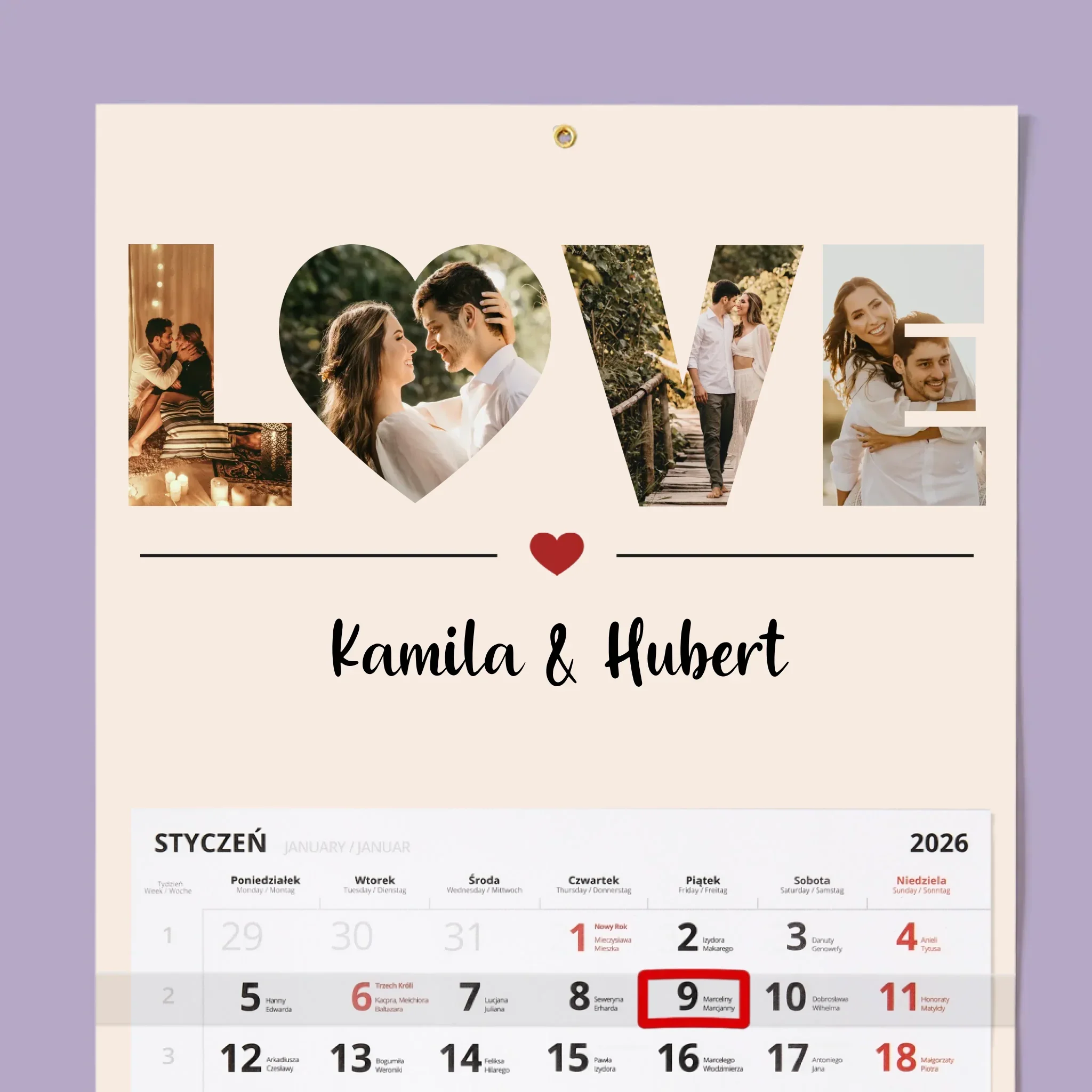 Słowo Ze Zdjęć: Love - Personalizowany Kalendarz Jednodzielny - Image 2