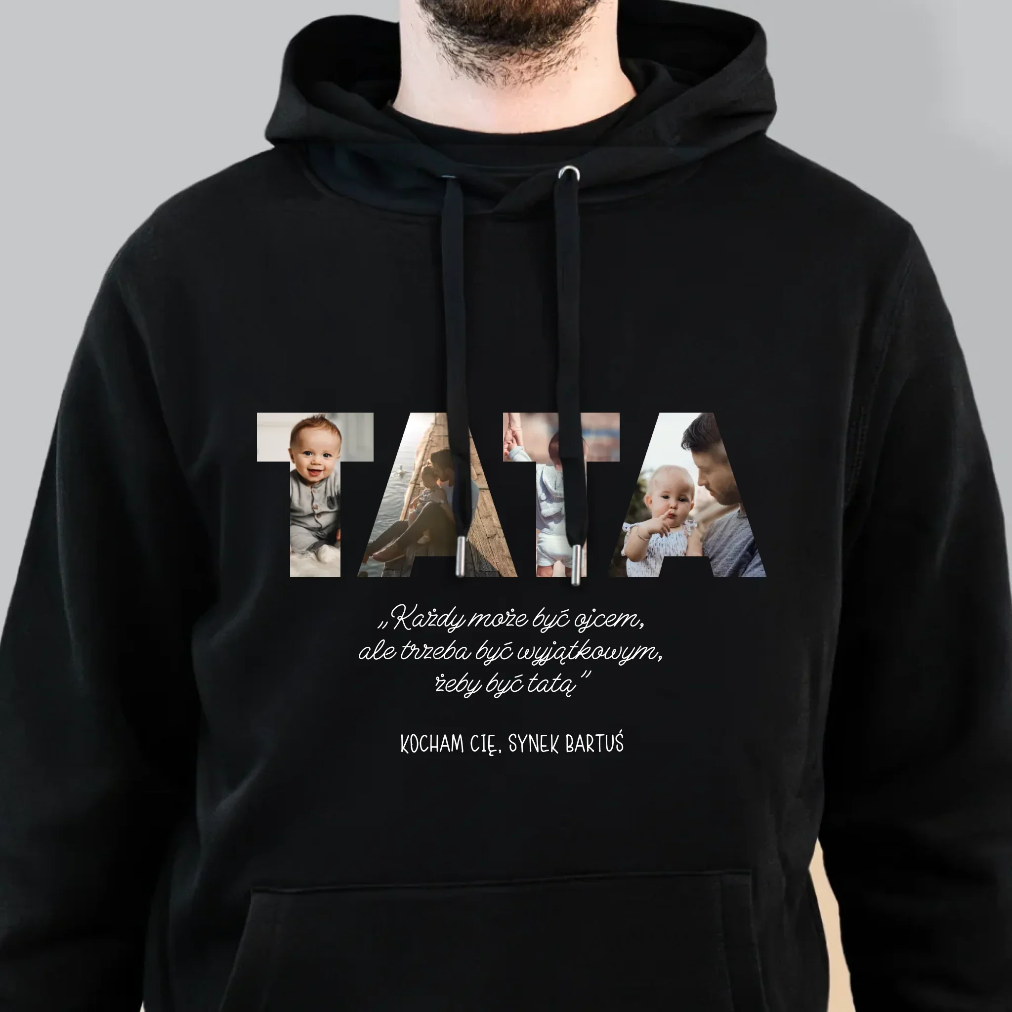 Słowo Ze Zdjęć: Mój Wyjątkowy Tata - Bluza Męska z Kapturem - Image 6