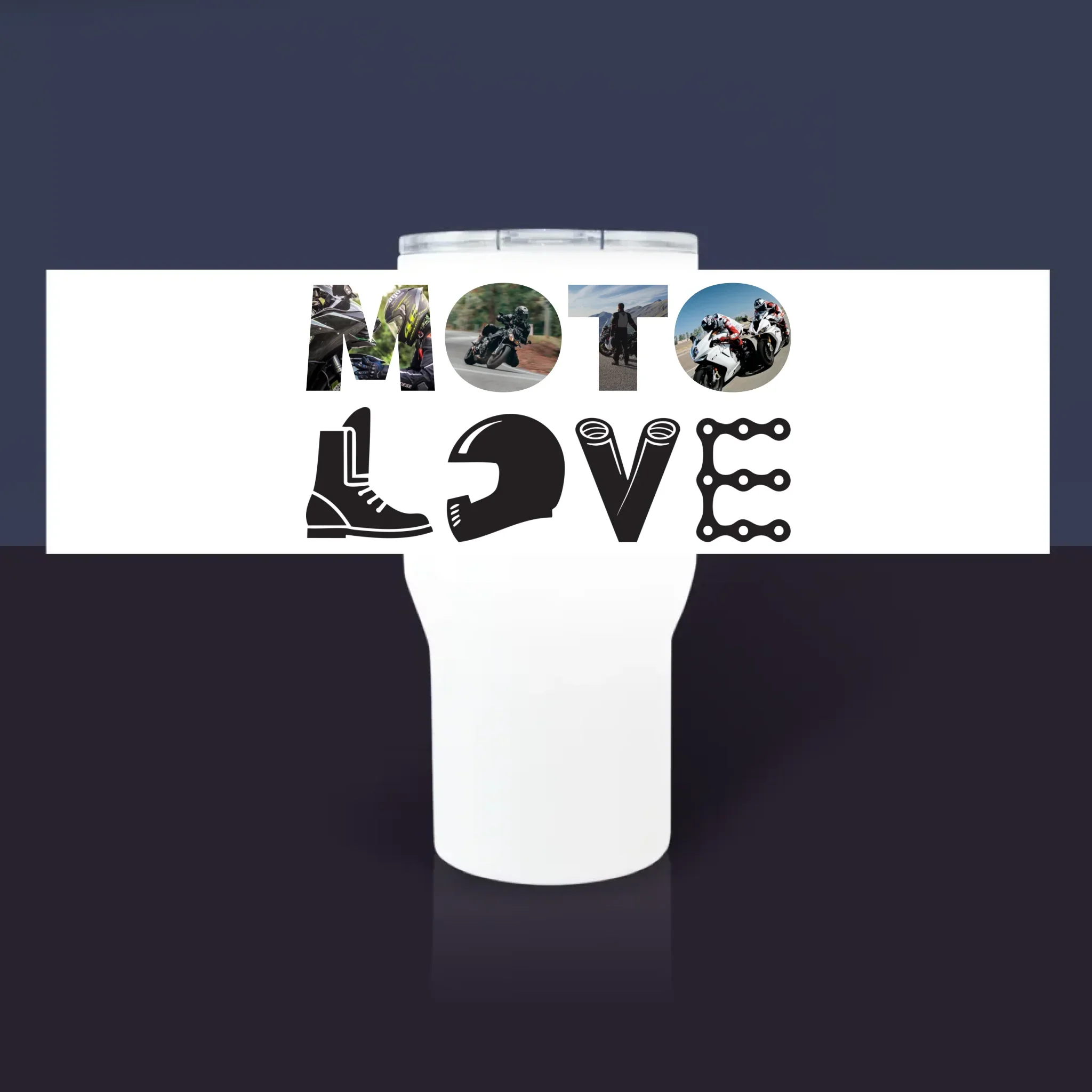 Słowo Ze Zdjęć: Motolove - Kubek z Nadrukiem Termiczny Biały - Image 3
