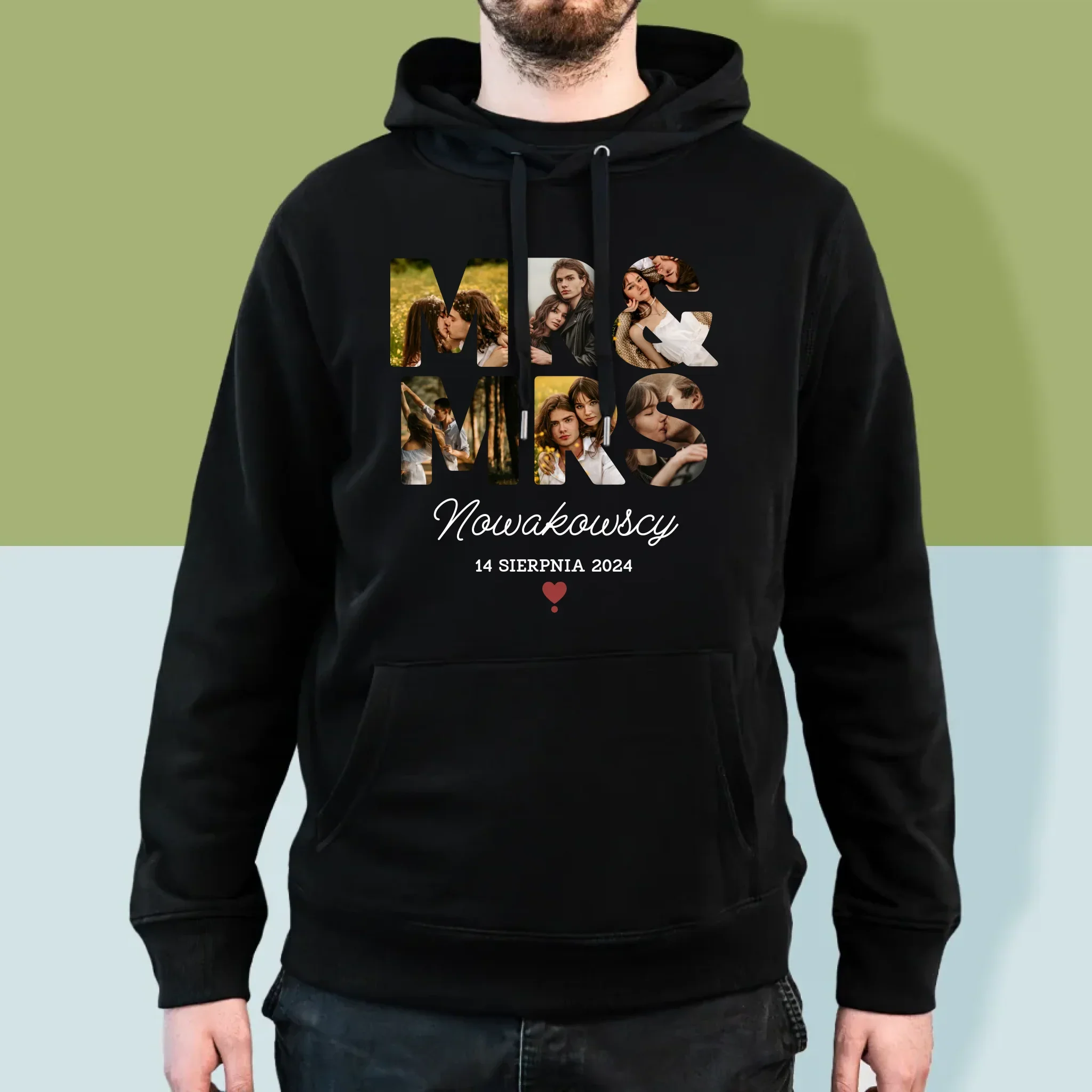 Słowo Ze Zdjęć: Mr&Mrs - Bluza Męska z Kapturem - Image 4