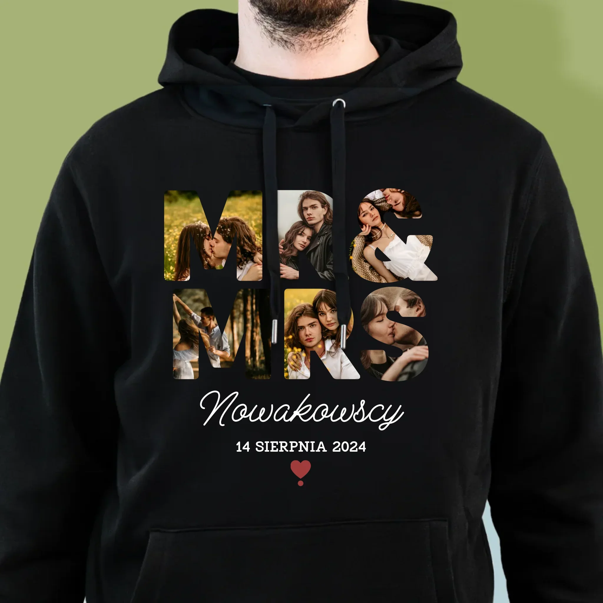 Słowo Ze Zdjęć: Mr&Mrs - Bluza Męska z Kapturem - Image 6