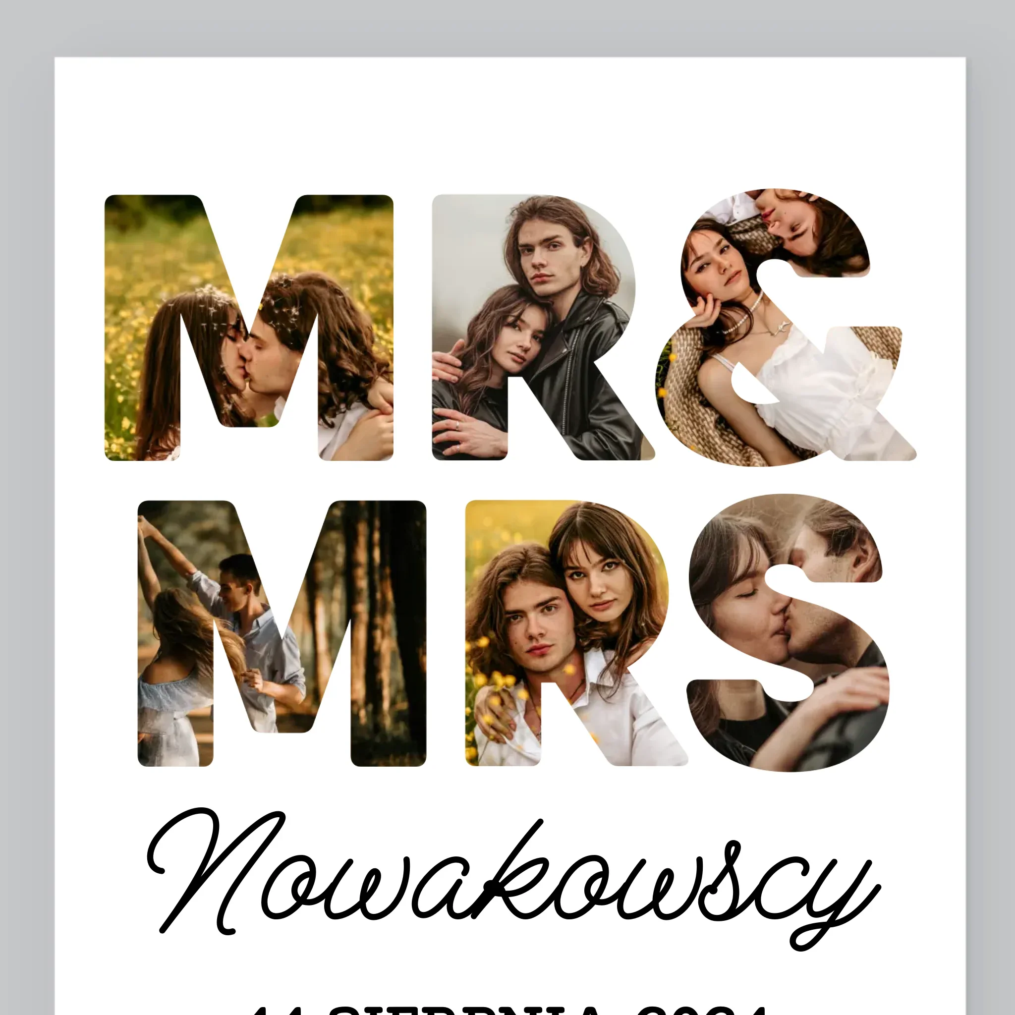 Słowo Ze Zdjęć: Mr&Mrs - Wydruk Obramowany - Image 2