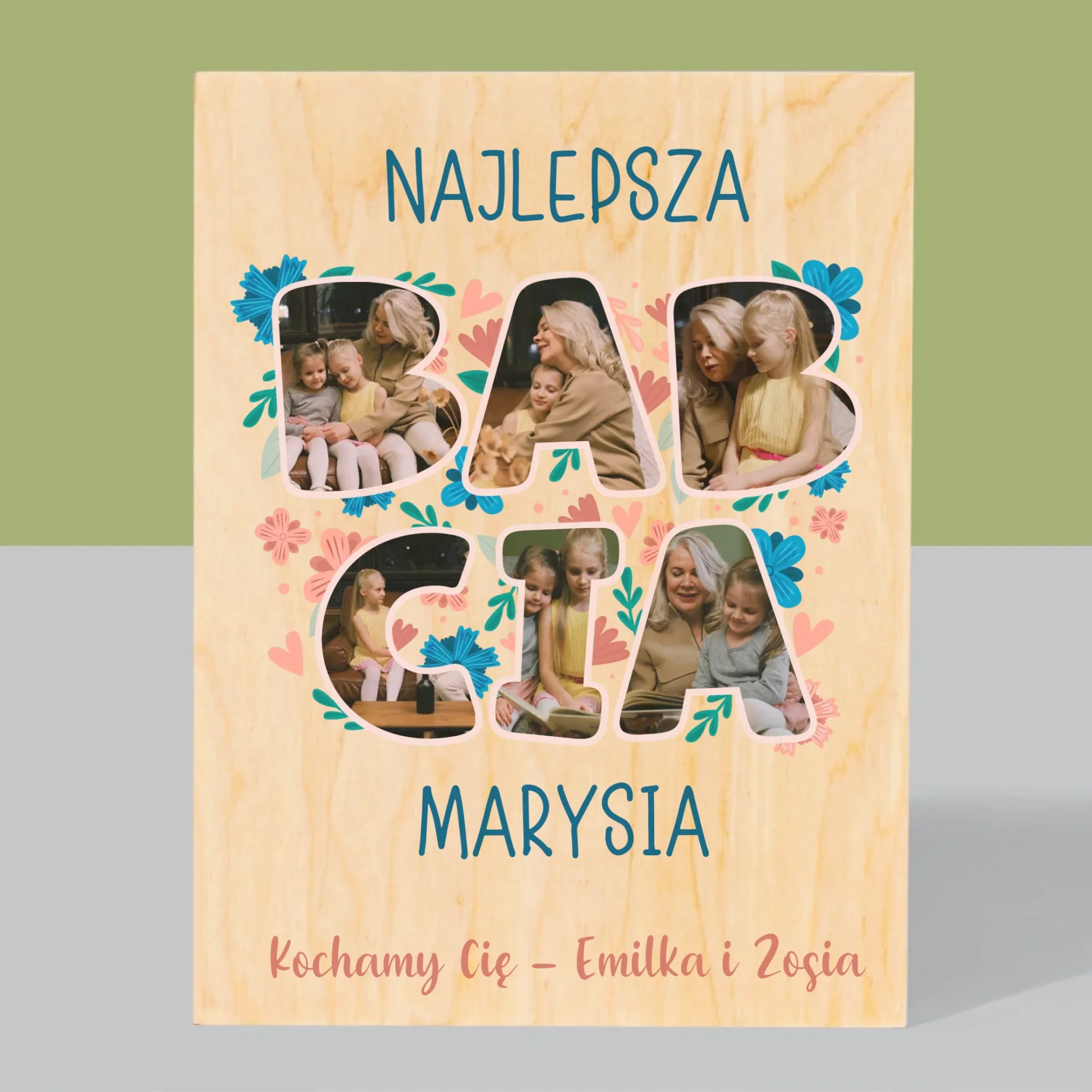 Słowo Ze Zdjęć: Najlepsza Babcia - Wydruk Na Drewnie - Image 3