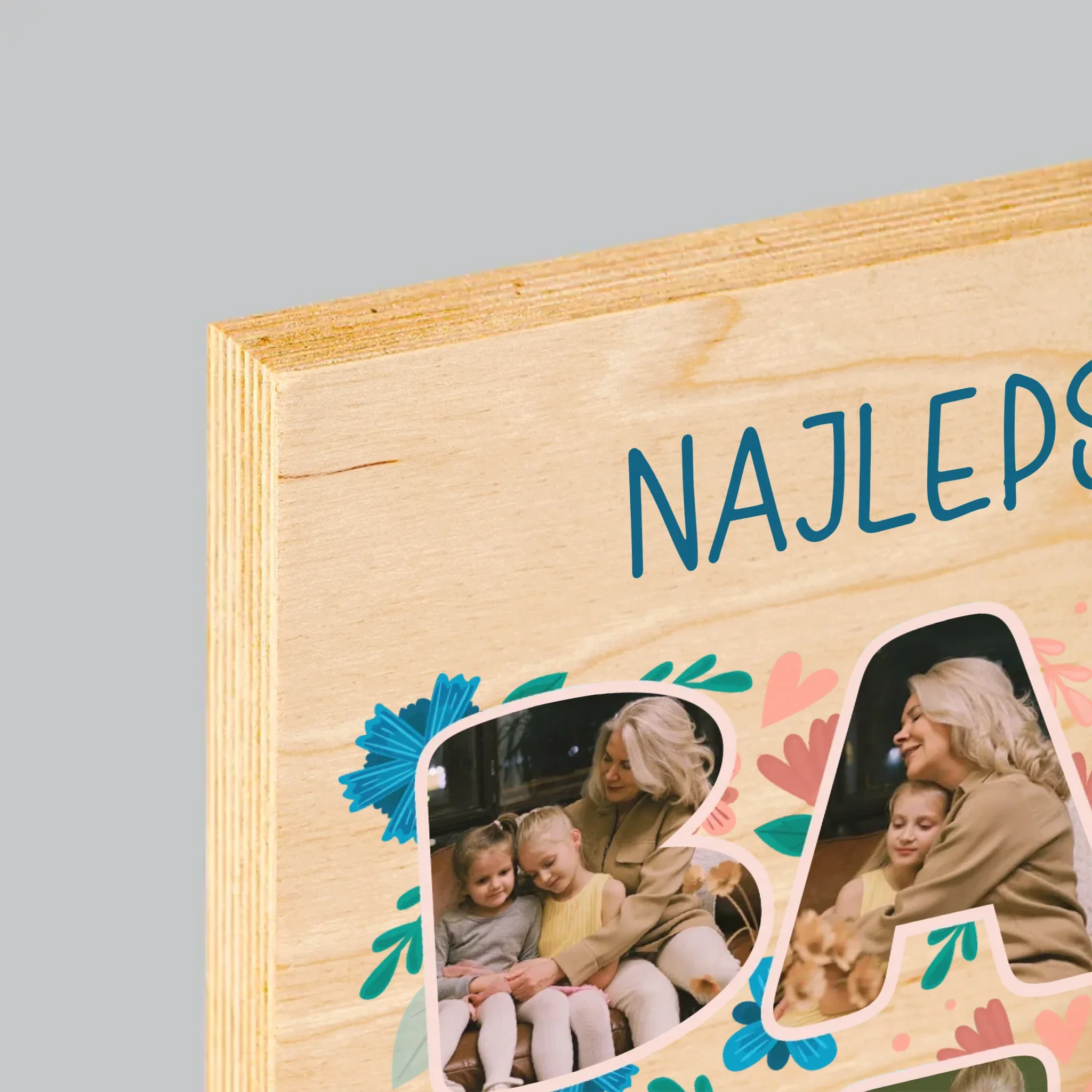 Słowo Ze Zdjęć: Najlepsza Babcia - Wydruk Na Drewnie - Image 4