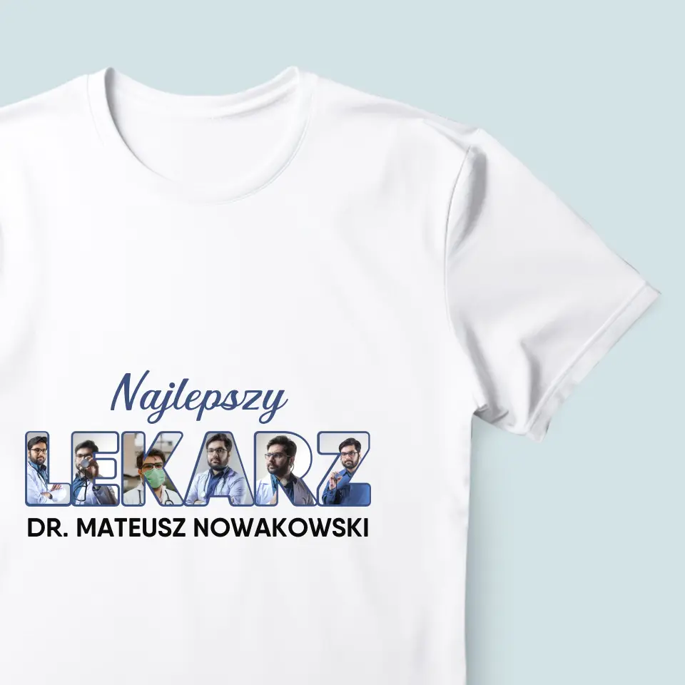 Słowo Ze Zdjęć: Najlepszy Lekarz - Koszulka Męska z Nadrukiem - Image 4