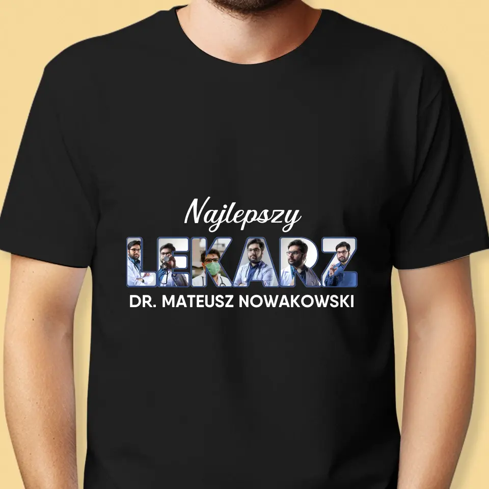 Słowo Ze Zdjęć: Najlepszy Lekarz - Koszulka Męska z Nadrukiem - Image 6