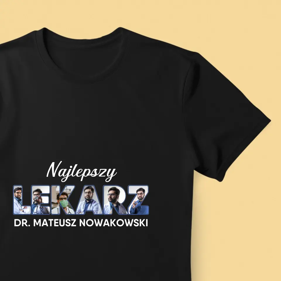 Słowo Ze Zdjęć: Najlepszy Lekarz - Koszulka Męska z Nadrukiem - Image 8