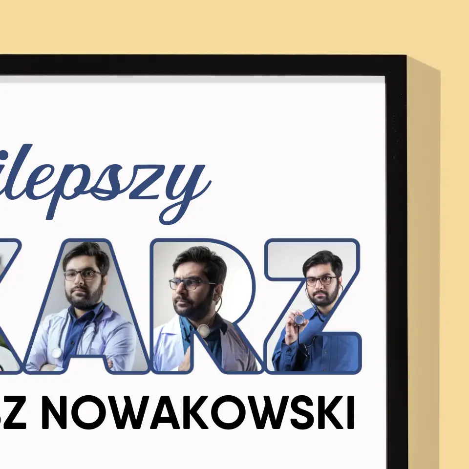 Słowo Ze Zdjęć: Najlepszy Lekarz - Wydruk Obramowany 30x40 - Image 2