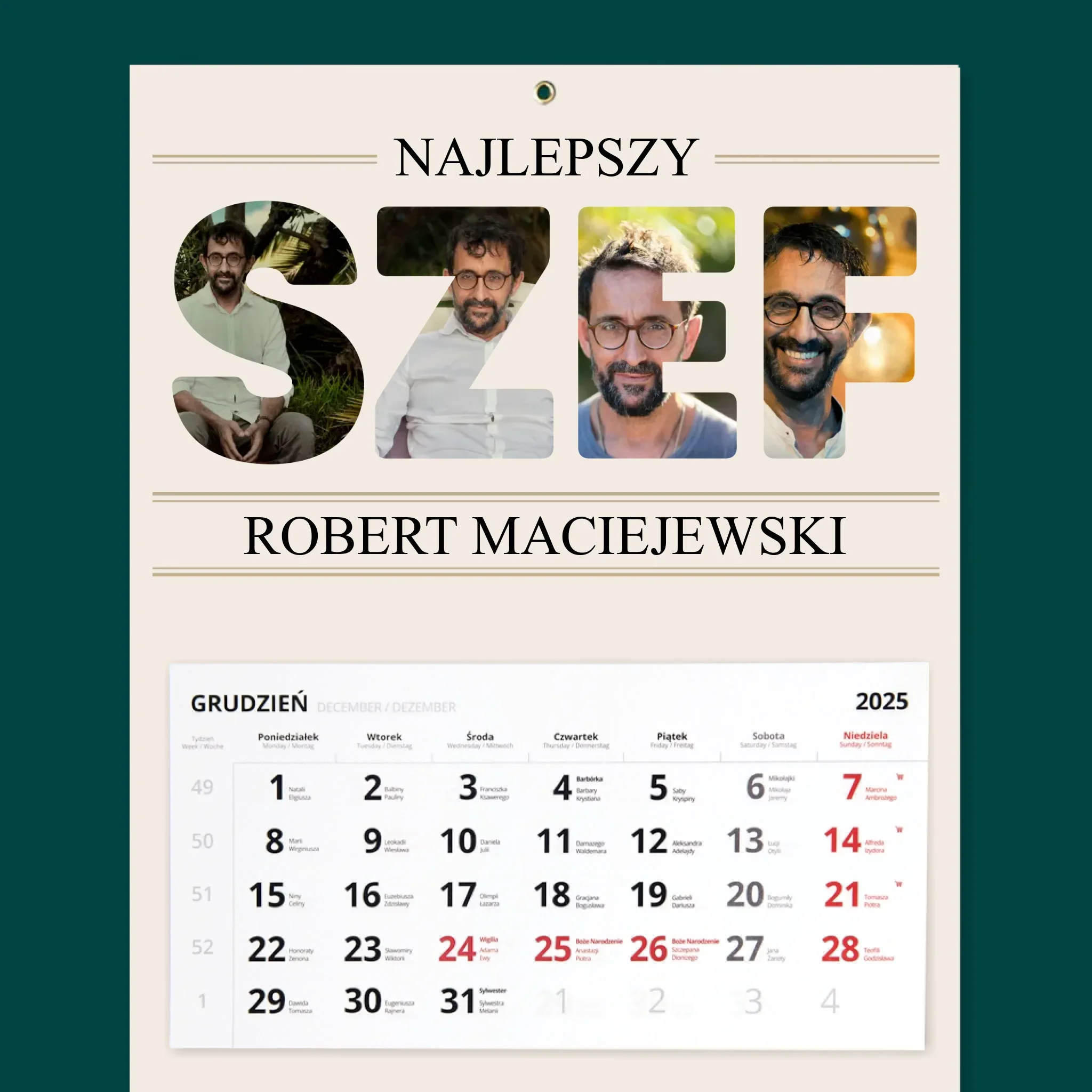 Słowo Ze Zdjęć: Najlepszy Szef 2 - Personalizowany Kalendarz Trójdzielny - Image 2