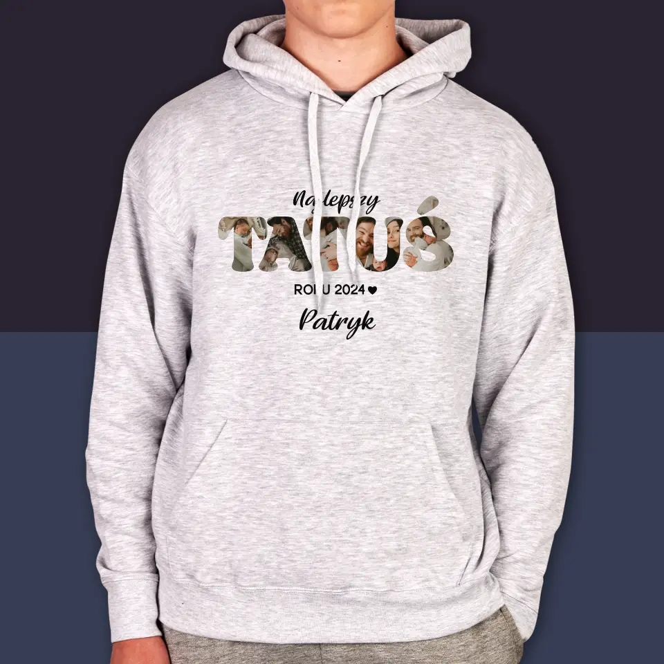 Słowo Ze Zdjęć: Najlepszy Tatuś Roku - Bluza Męska z Kapturem - Image 4
