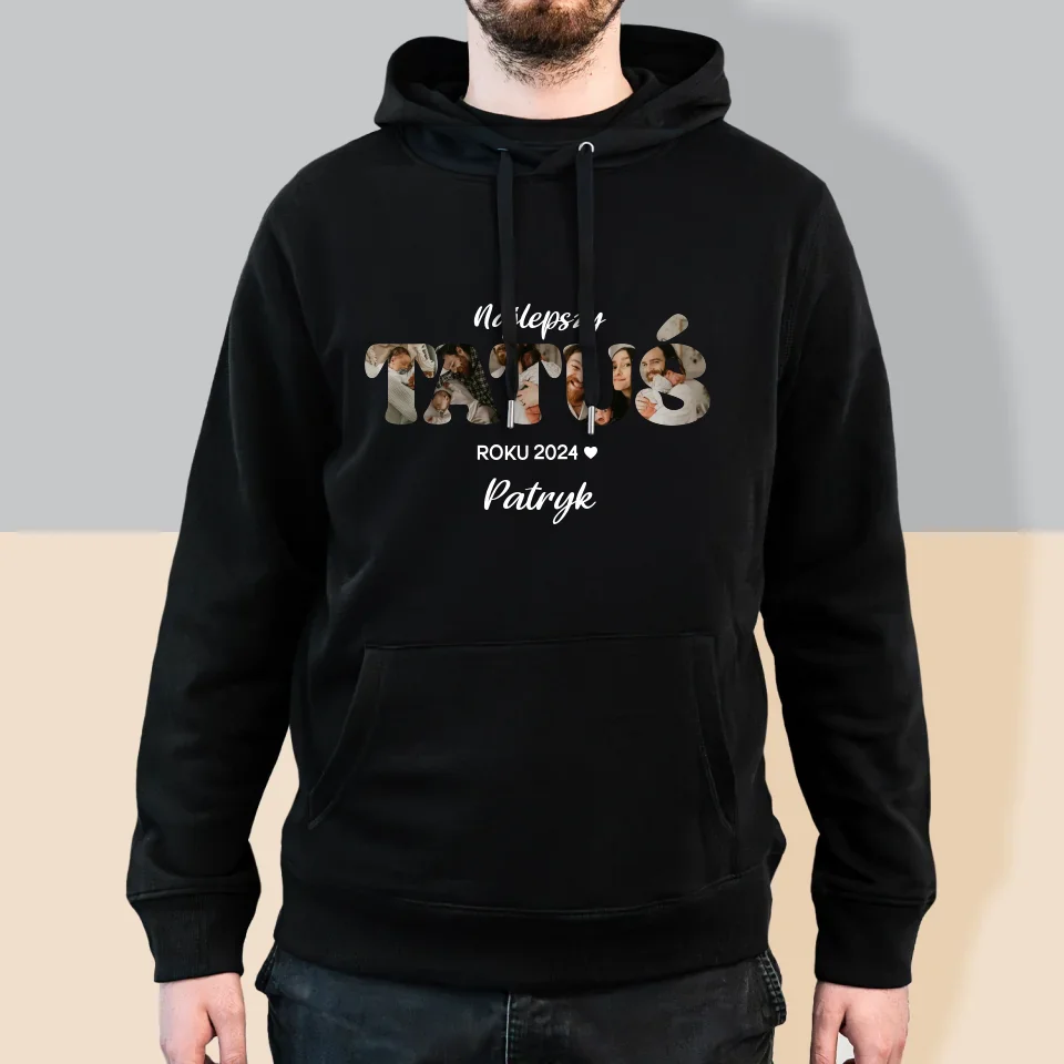 Słowo Ze Zdjęć: Najlepszy Tatuś Roku - Bluza Męska z Kapturem - Image 5