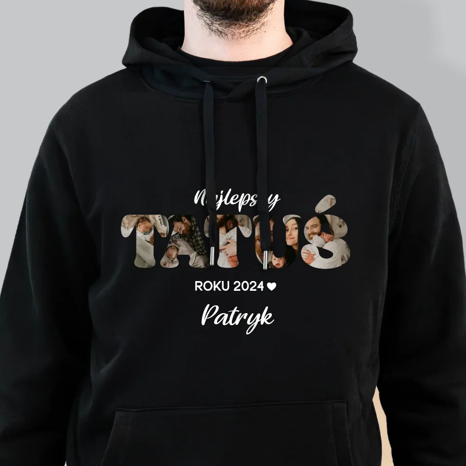 Słowo Ze Zdjęć: Najlepszy Tatuś Roku - Bluza Męska z Kapturem - Image 6