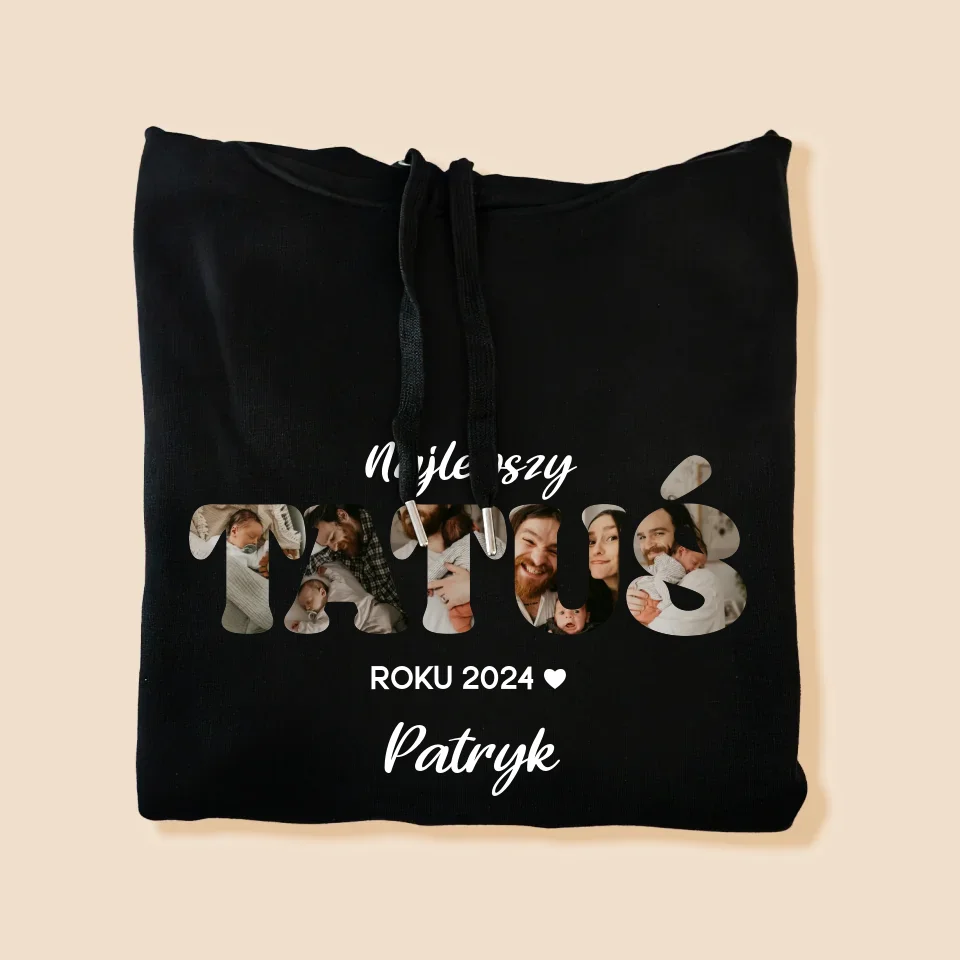 Słowo Ze Zdjęć: Najlepszy Tatuś Roku - Bluza Męska z Kapturem - Image 8
