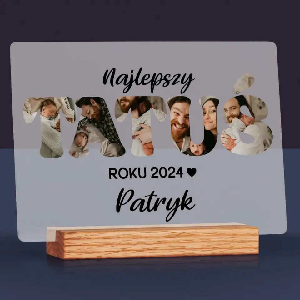 Słowo Ze Zdjęć: Najlepszy Tatuś Roku - Wydruk Na Szkle Akrylowym - Image 2