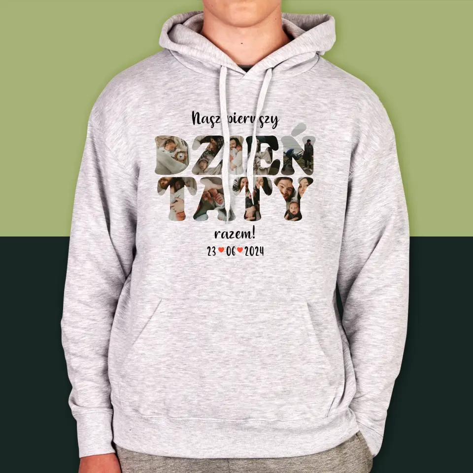Słowo Ze Zdjęć: Nasz Pierwszy Dzień Taty - Bluza Męska z Kapturem - Image 4