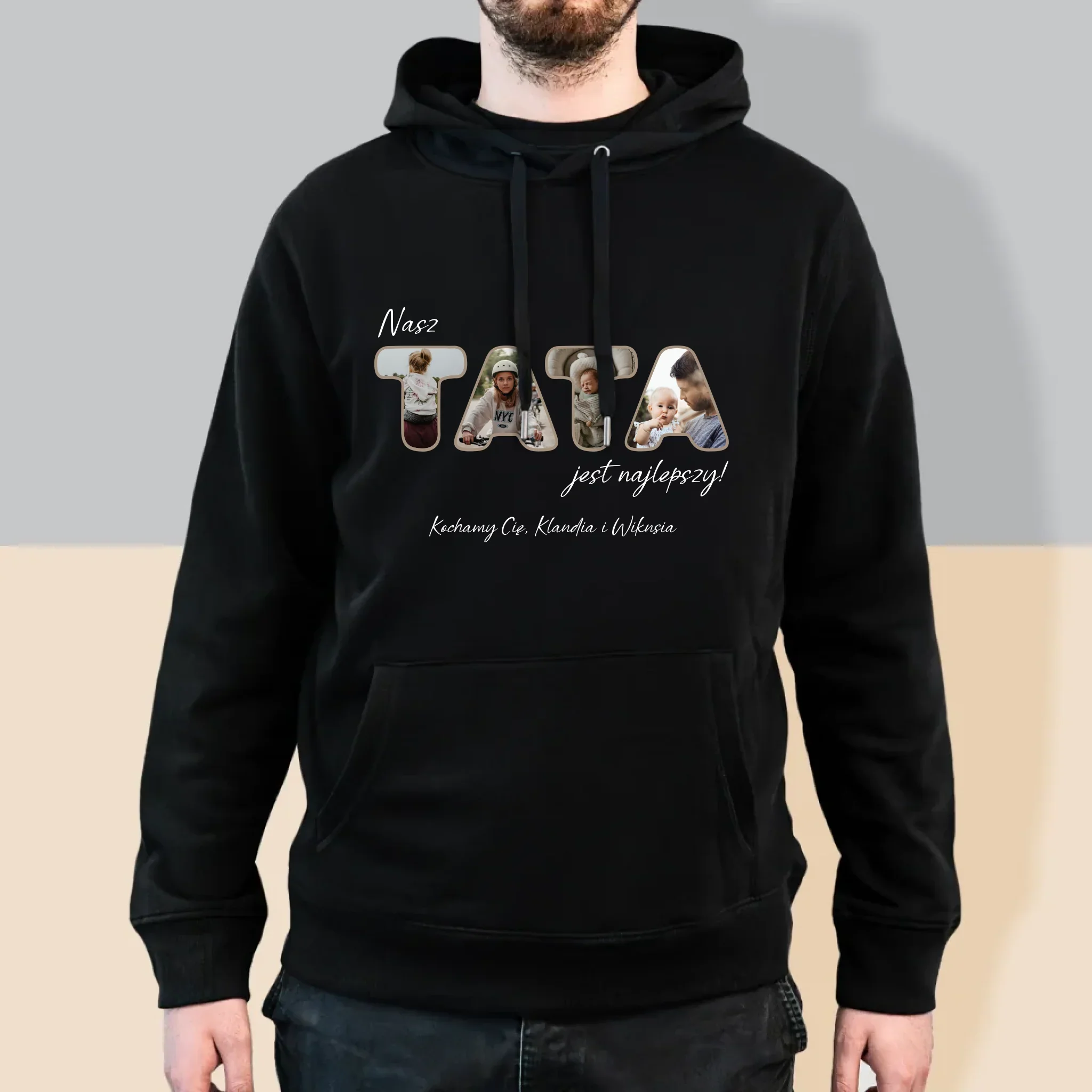 Słowo Ze Zdjęć: Nasz Tata Jest Najlepszy - Bluza Męska z Kapturem - Image 5