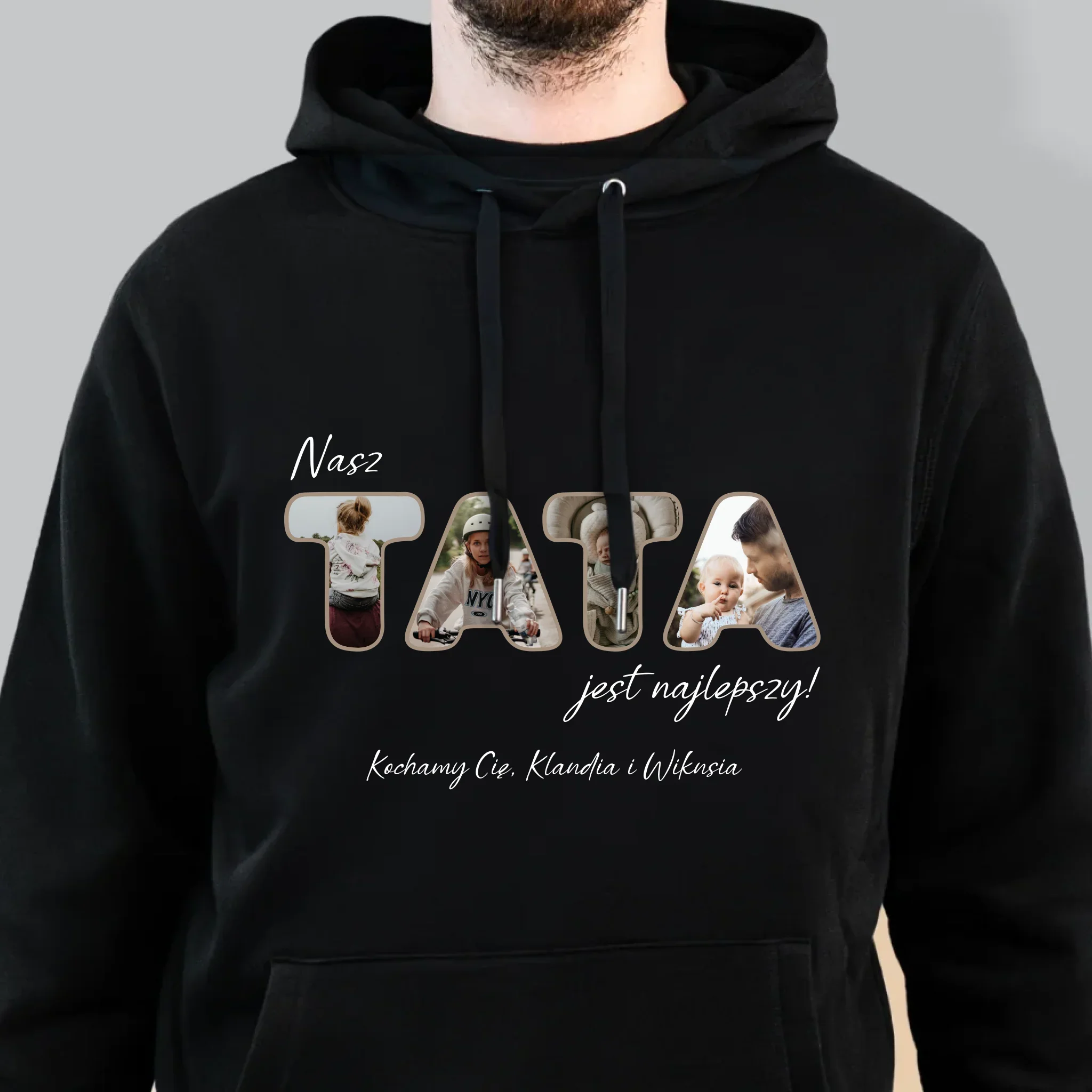 Słowo Ze Zdjęć: Nasz Tata Jest Najlepszy - Bluza Męska z Kapturem - Image 6