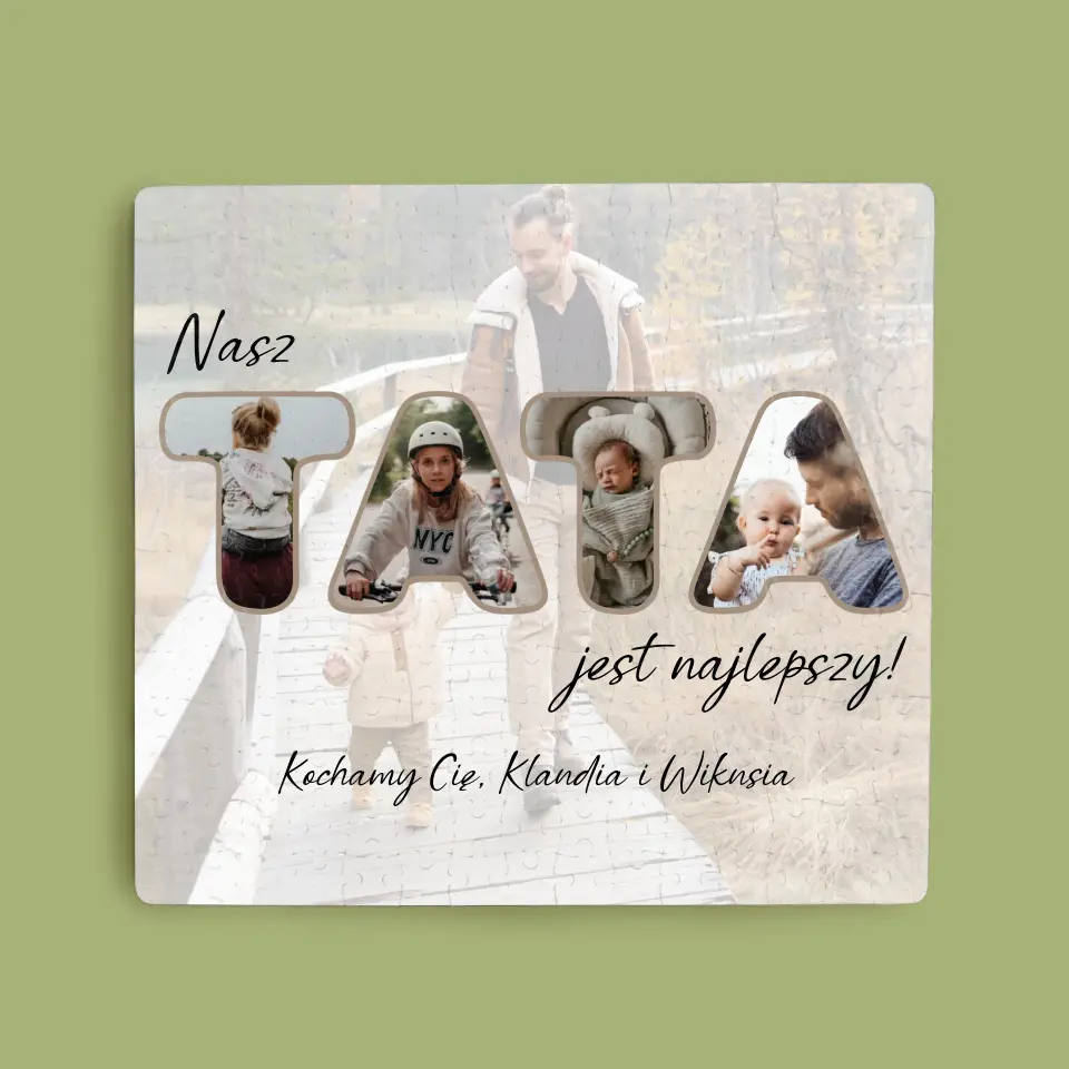 Słowo Ze Zdjęć: Nasz Tata Jest Najlepszy - Personalizowane Puzzle - Image 3