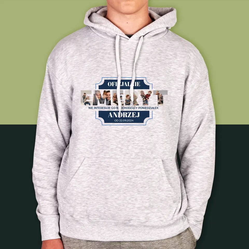 Słowo Ze Zdjęć: Oficjalnie Emeryt - Bluza Męska z Kapturem - Image 5