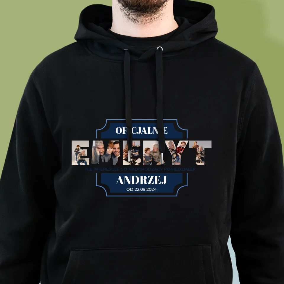 Słowo Ze Zdjęć: Oficjalnie Emeryt - Bluza Męska z Kapturem - Image 6