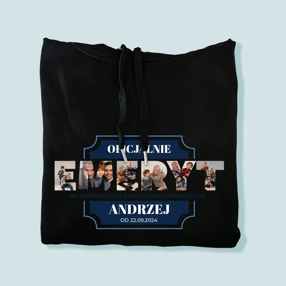 Słowo Ze Zdjęć: Oficjalnie Emeryt - Bluza Męska z Kapturem - Image 8
