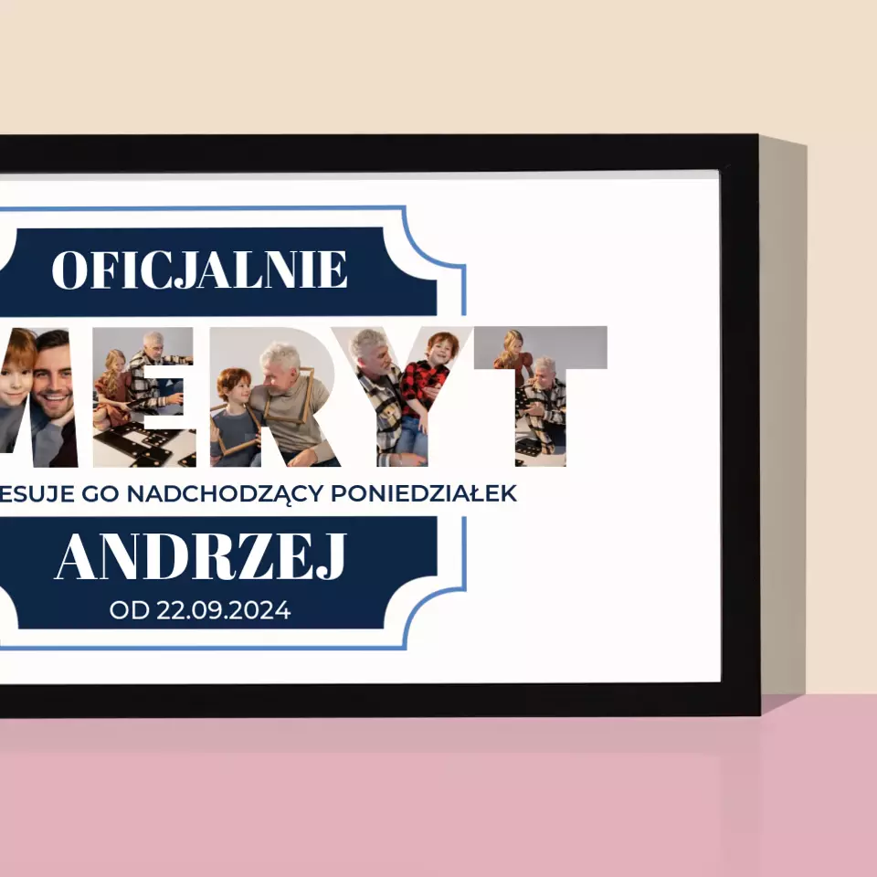 Słowo Ze Zdjęć: Oficjalnie Emeryt - Wydruk Obramowany 20X40 - Image 2