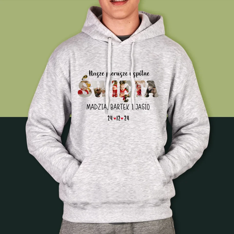 Słowo Ze Zdjęć: Pierwsze Wspólne Święta - Bluza Męska Z Kapturem - Image 5