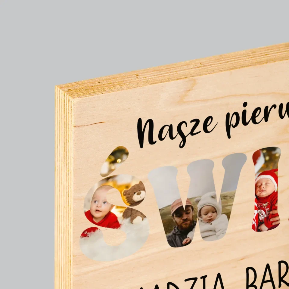 Słowo Ze Zdjęć: Pierwsze Wspólne Święta - Wydruk Na Drewnie - Image 4