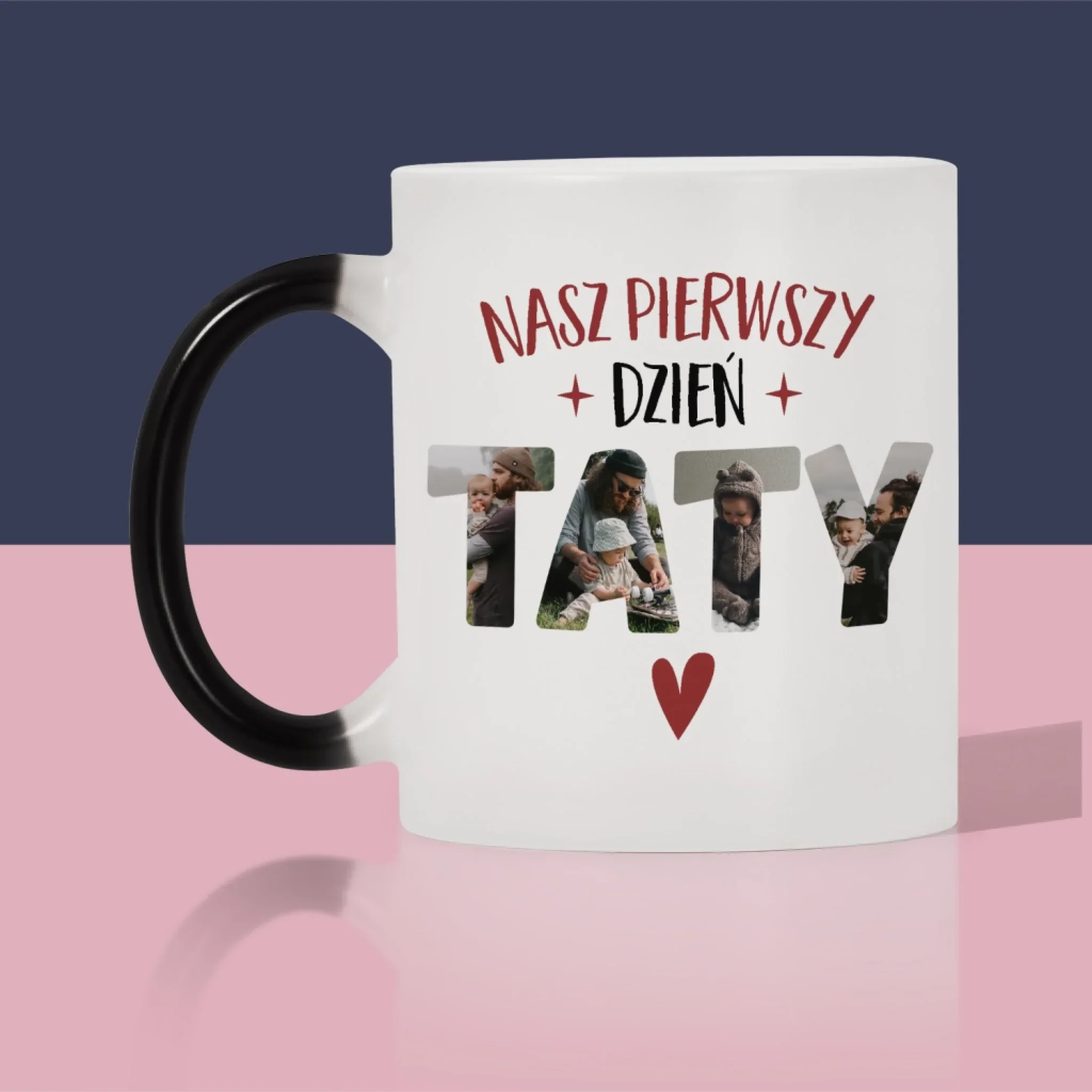 Słowo Ze Zdjęć: Pierwszy Dzień Taty Serce - Kubek z Nadrukiem - Image 5