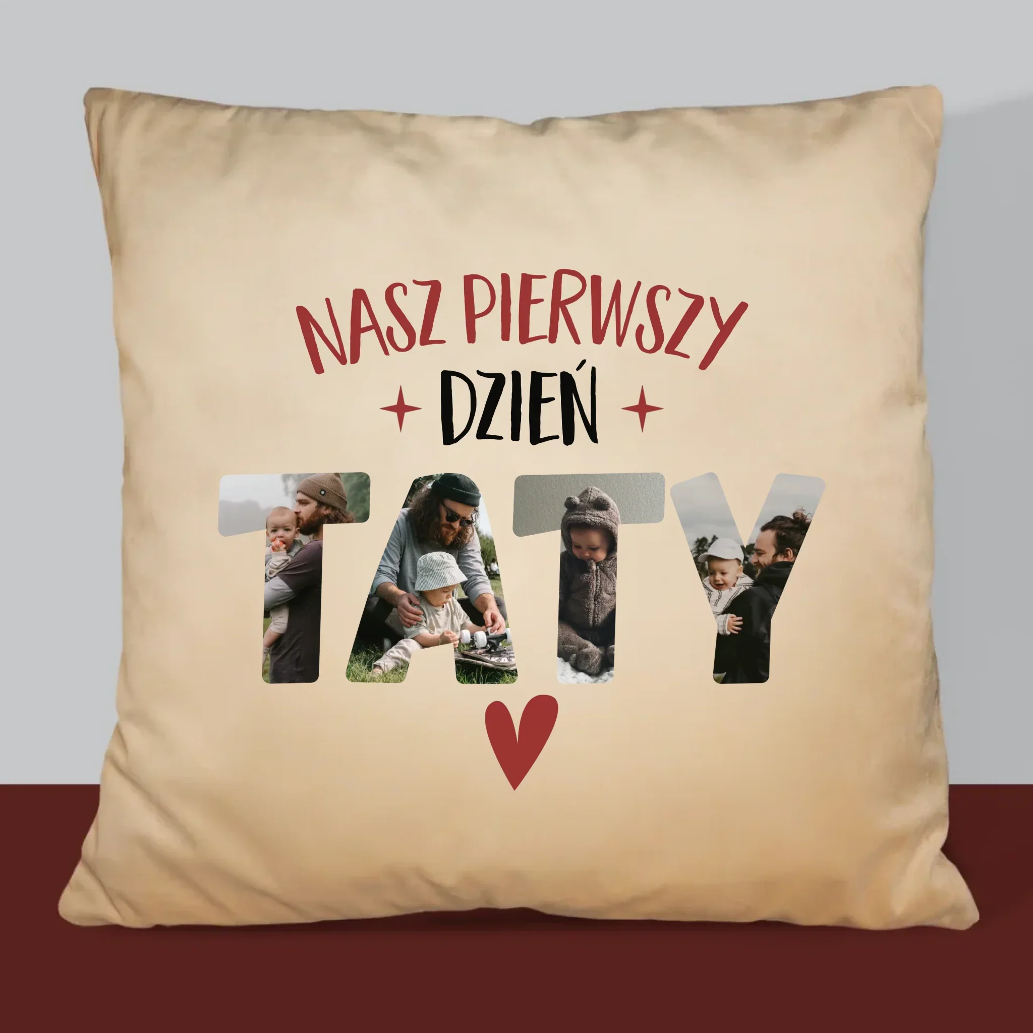 Słowo Ze Zdjęć: Pierwszy Dzień Taty Serce - Poduszka z Nadrukiem - Image 6
