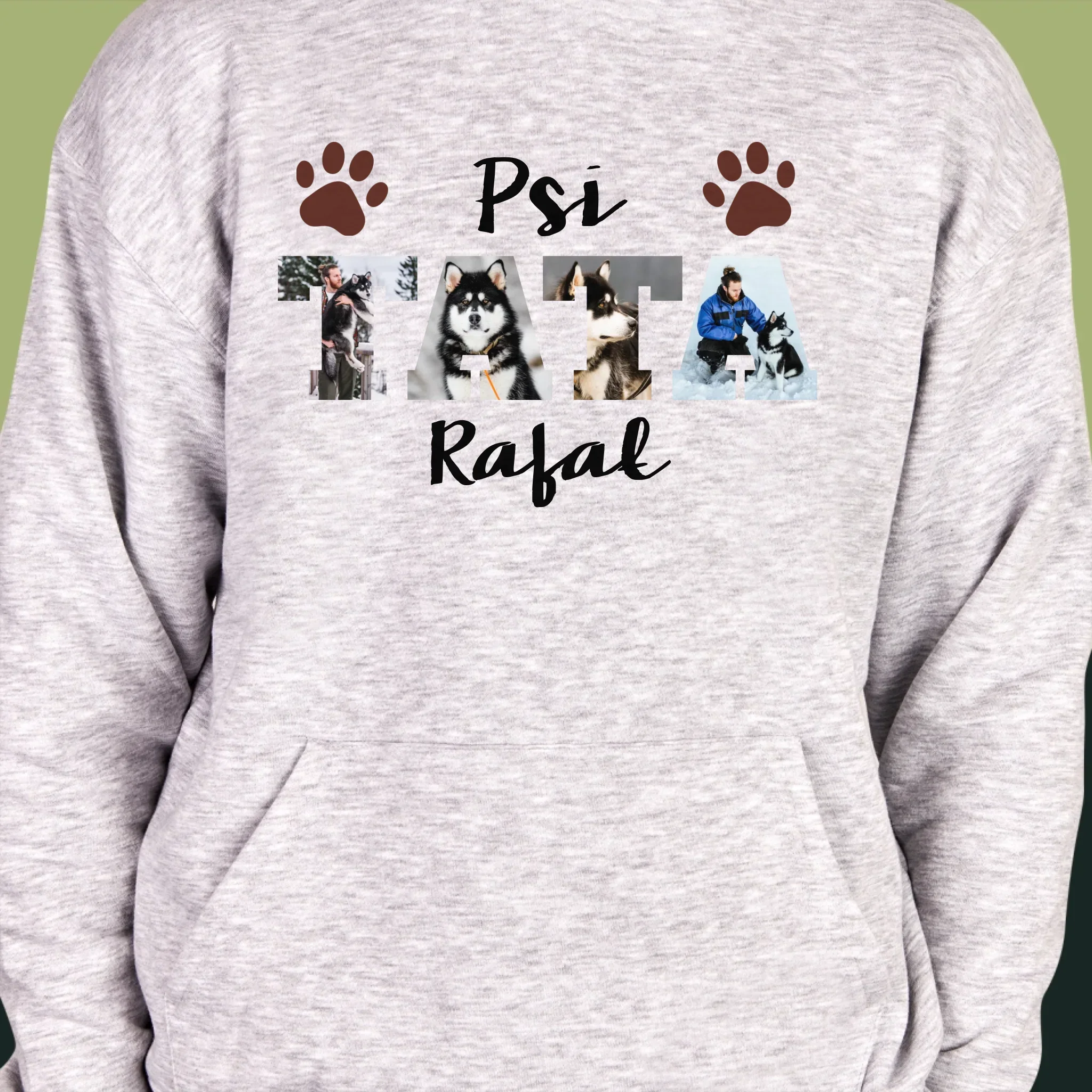 Słowo Ze Zdjęć: Psi Tata - Bluza Męska z Kapturem - Image 6