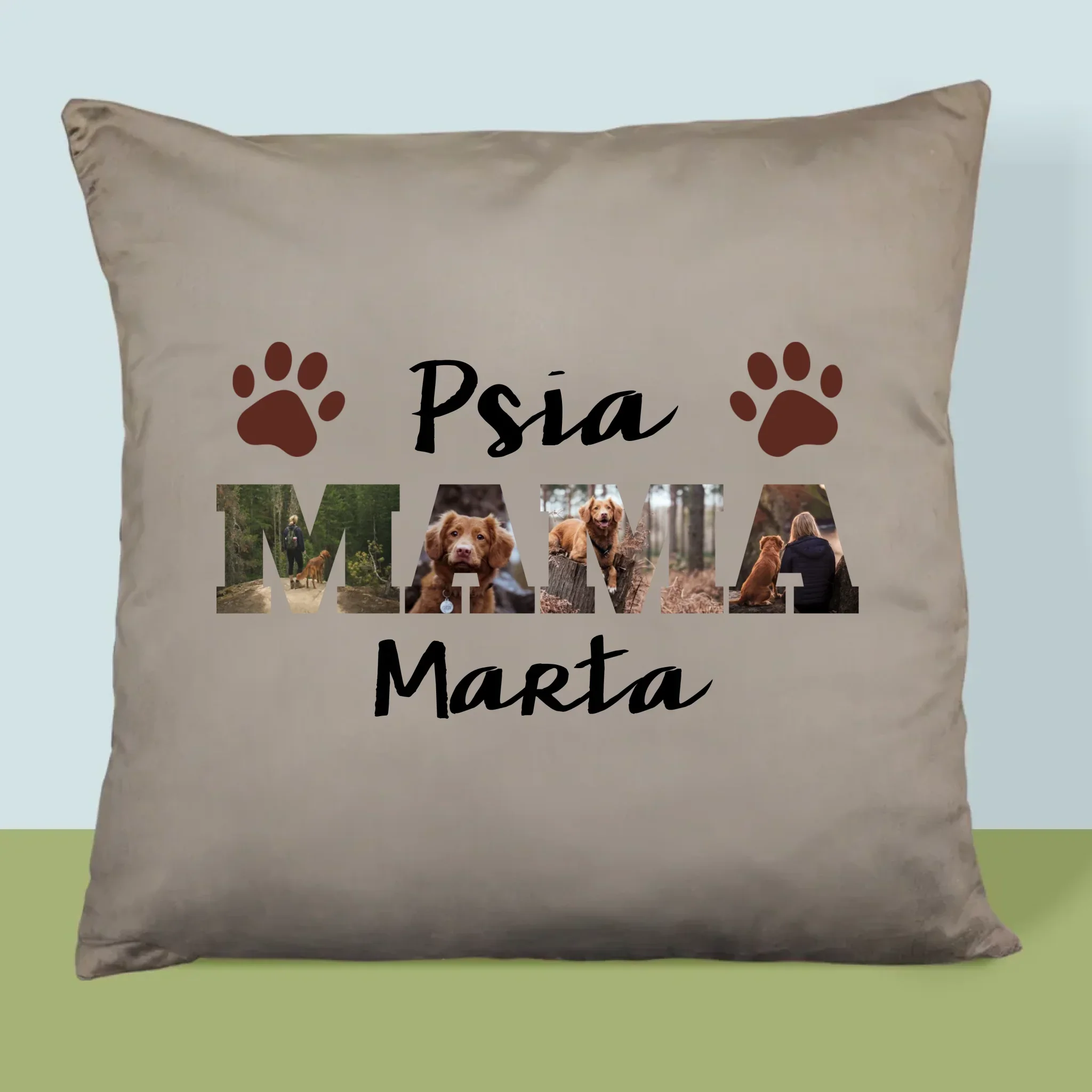 Słowo Ze Zdjęć: Psia Mama z Twoich Zdjęć - Poduszka z Nadrukiem - Image 3