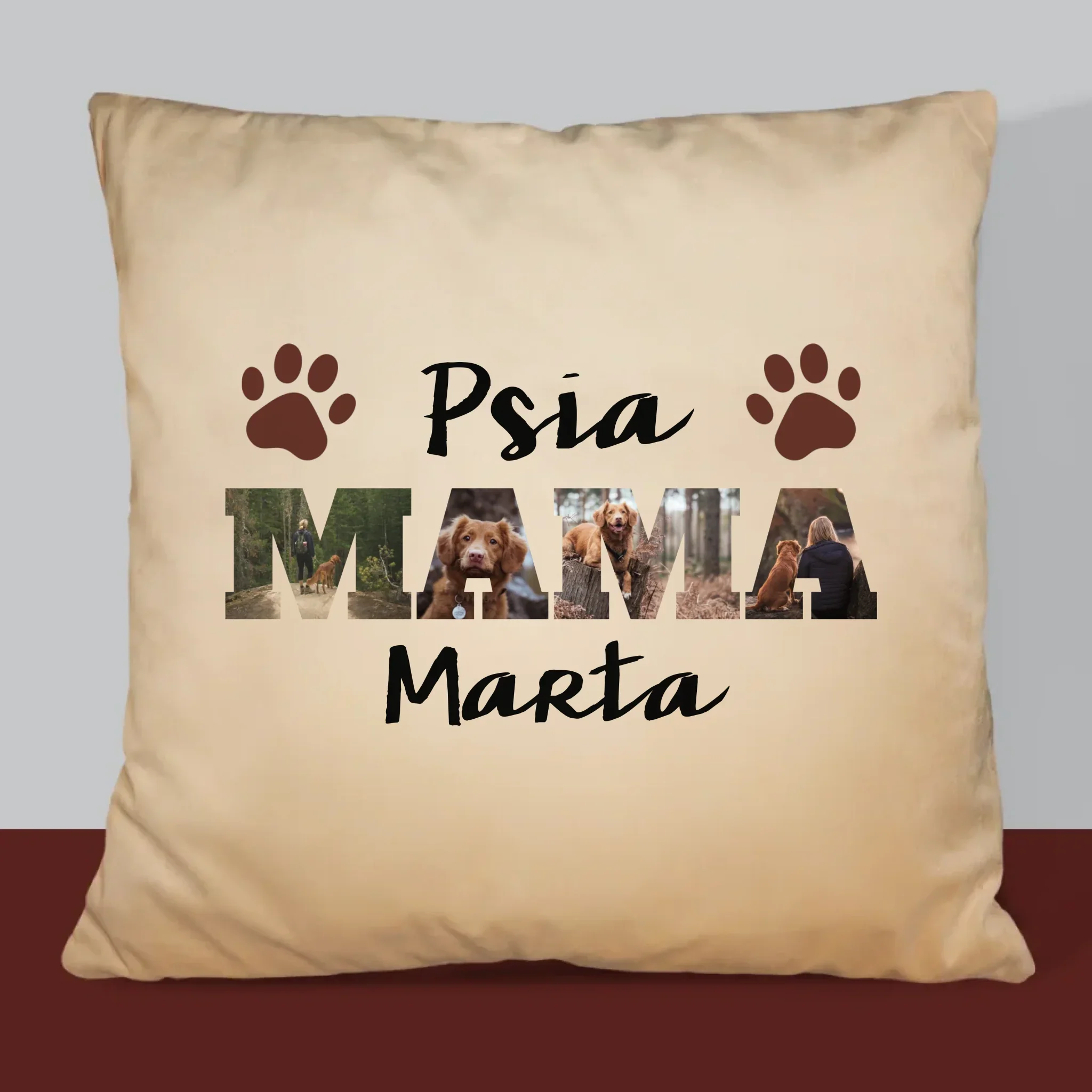 Słowo Ze Zdjęć: Psia Mama z Twoich Zdjęć - Poduszka z Nadrukiem - Image 6