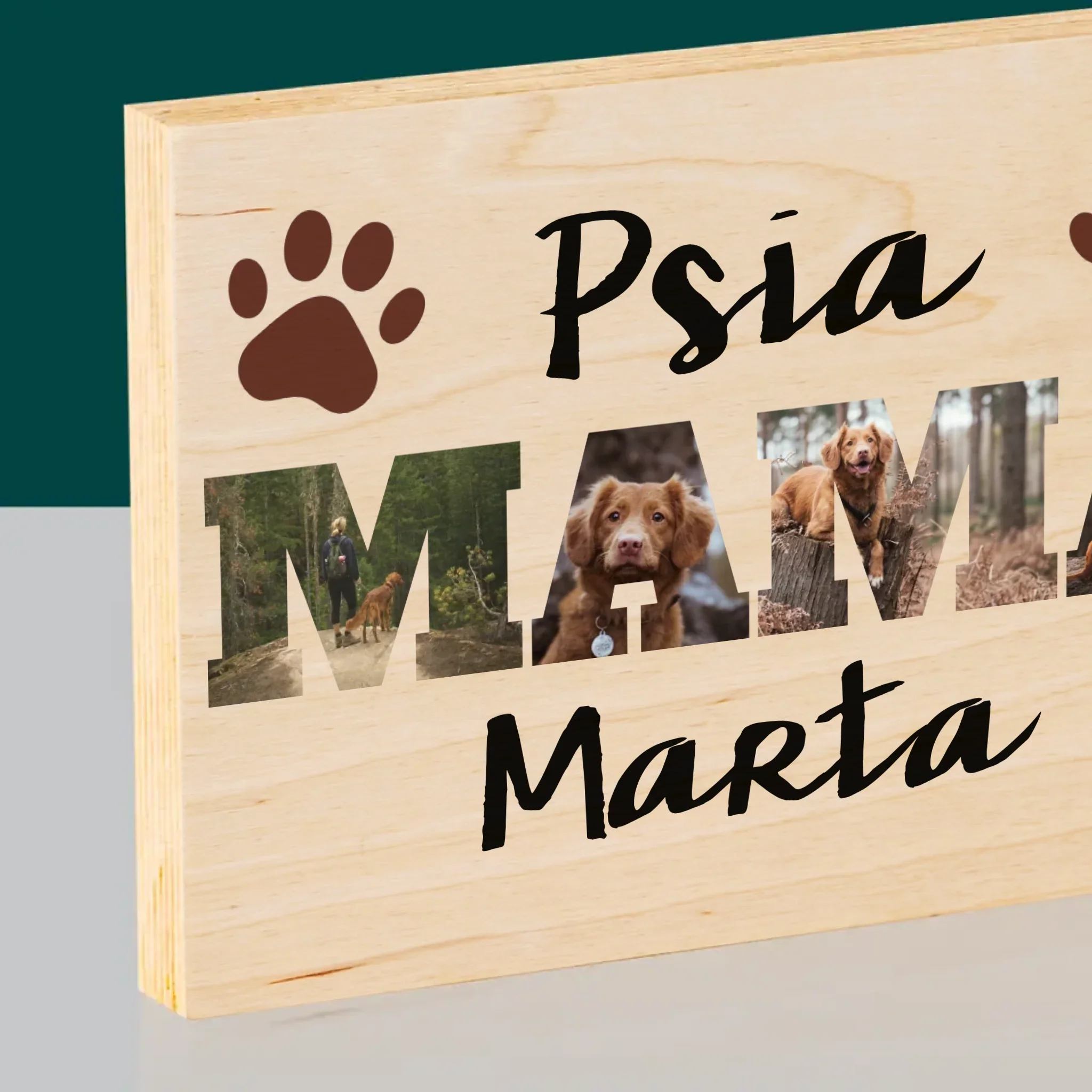 Słowo Ze Zdjęć: Psia Mama z Twoich Zdjęć - Wydruk Na Drewnie - Image 2