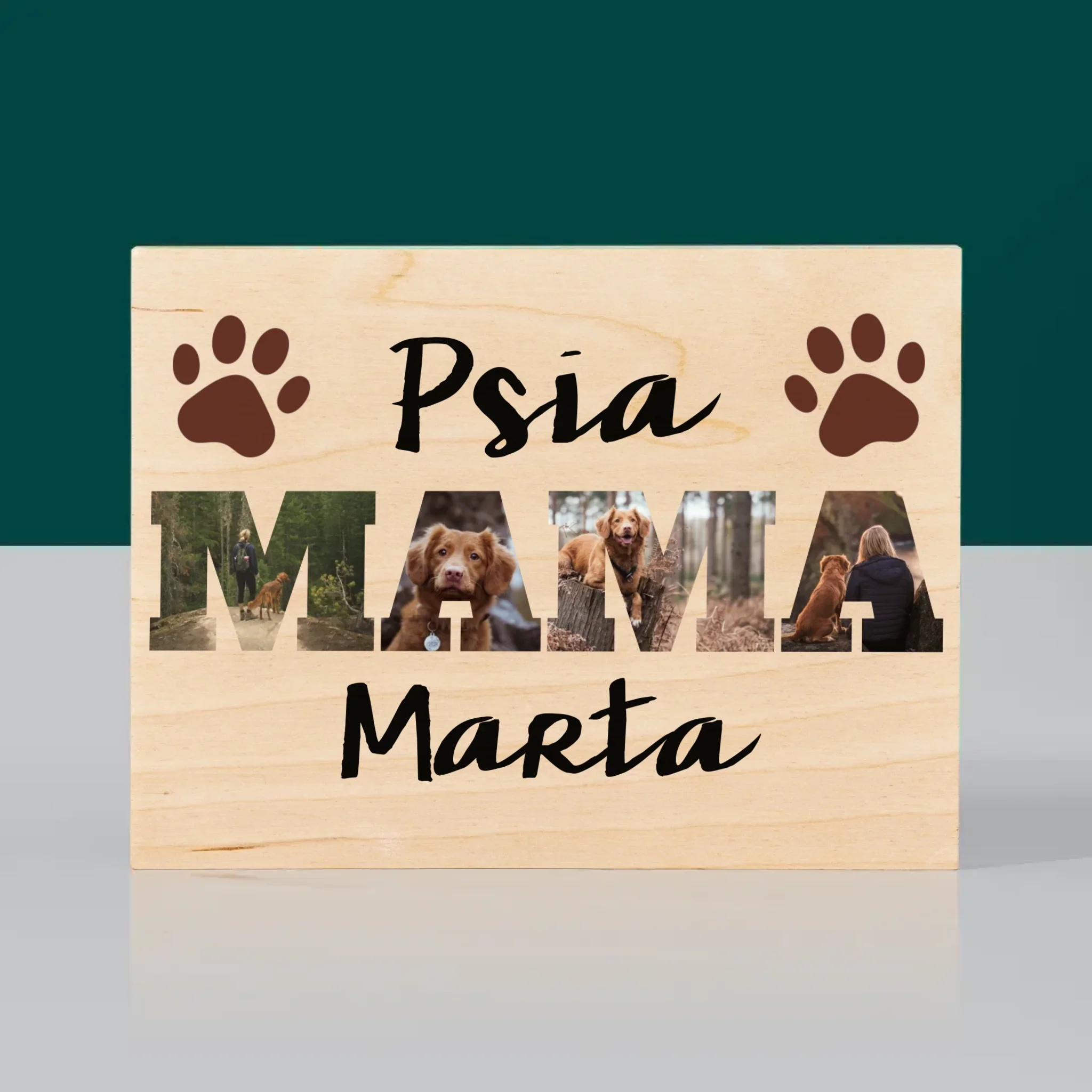Słowo Ze Zdjęć: Psia Mama z Twoich Zdjęć - Wydruk Na Drewnie - Image 3