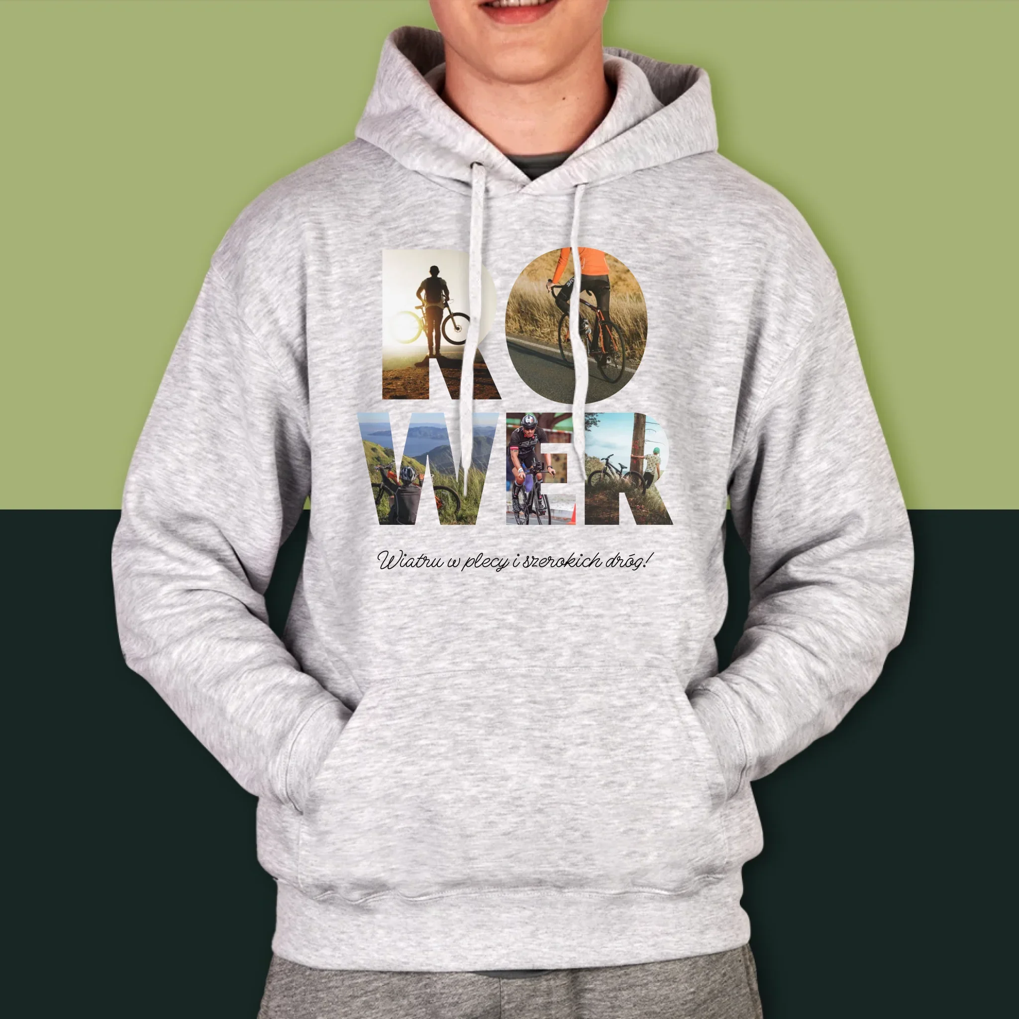 Słowo Ze Zdjęć: Rower - Bluza Męska z Kapturem - Image 5