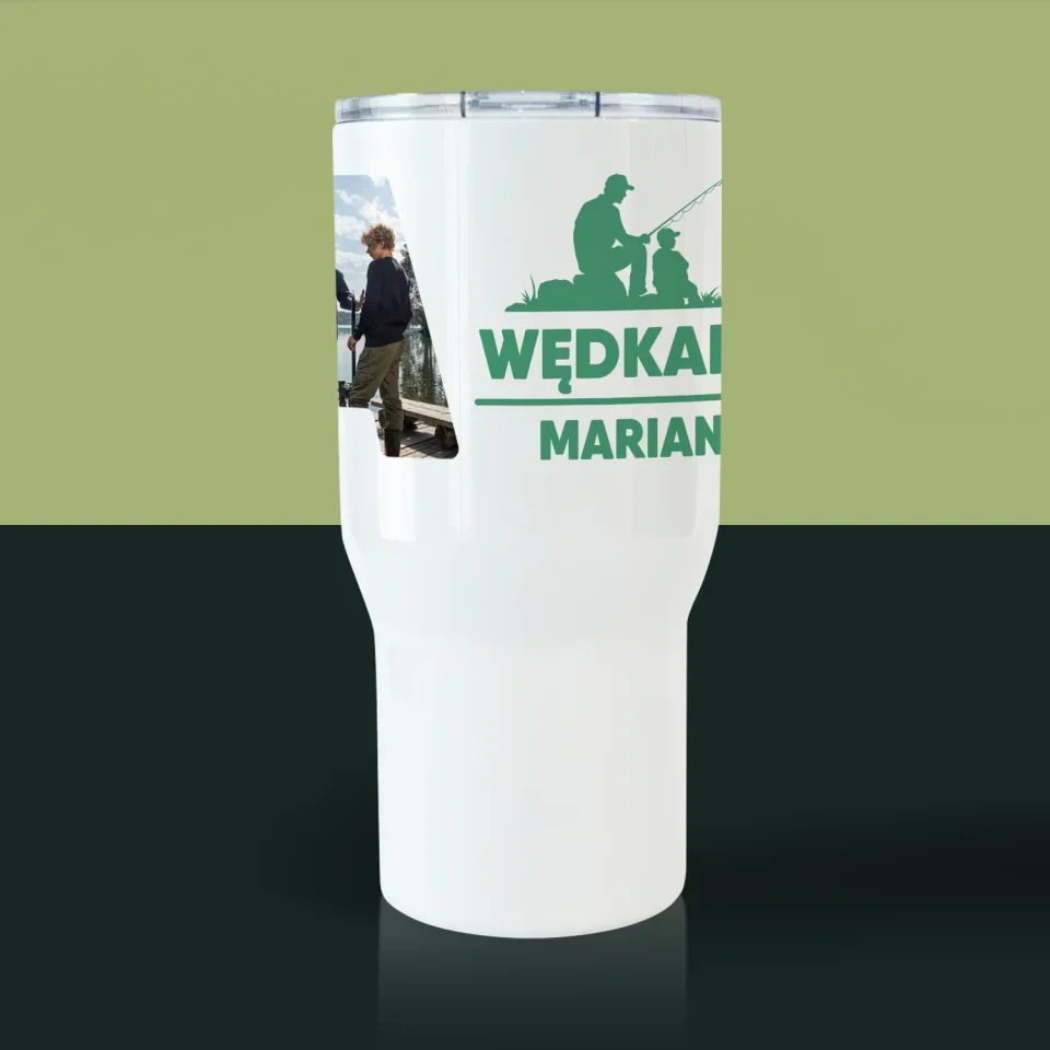 Słowo Ze Zdjęć: Tata Wędkarz - Kubek Termiczny Biały