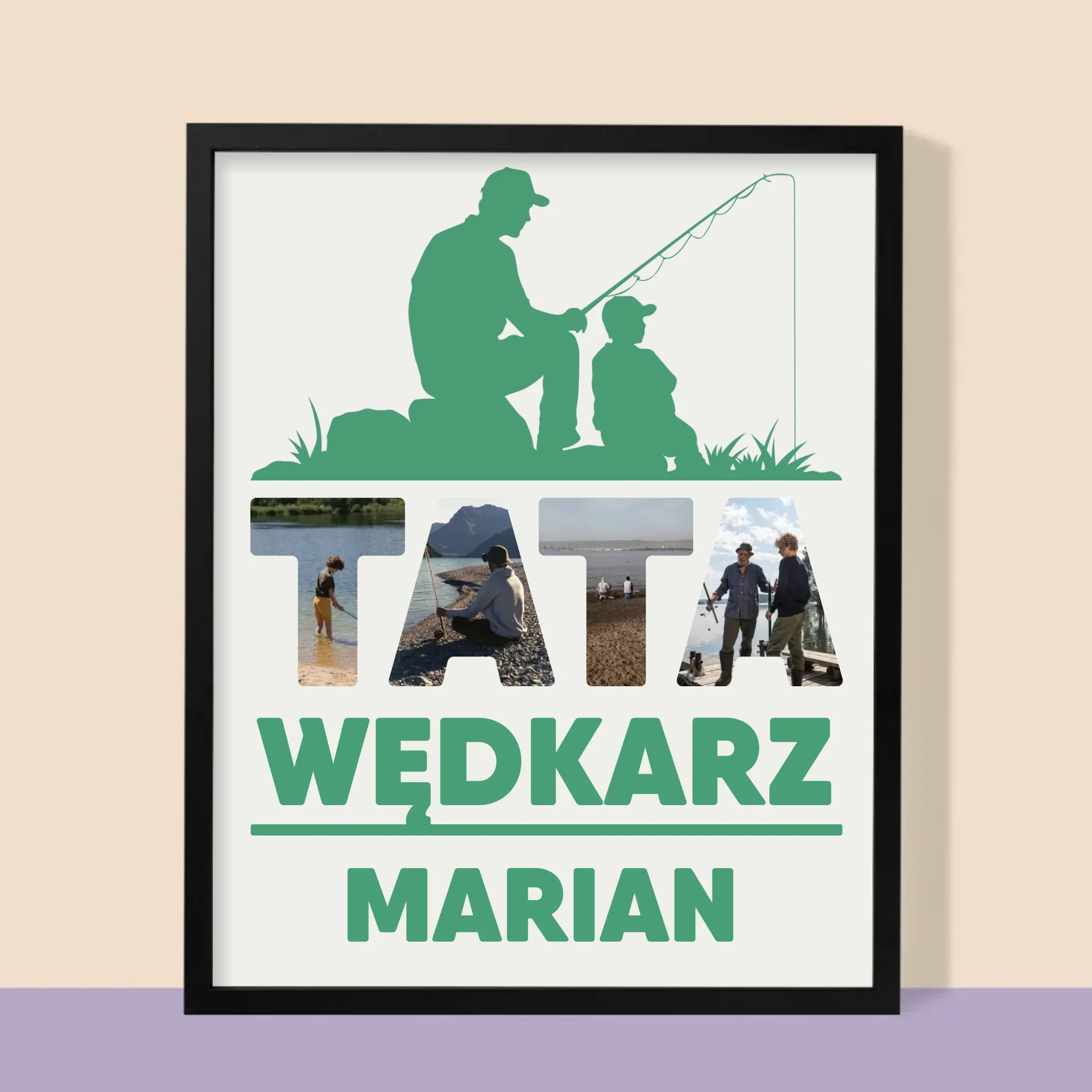 Słowo Ze Zdjęć: Tata Wędkarz - Wydruk Obramowany - Image 9
