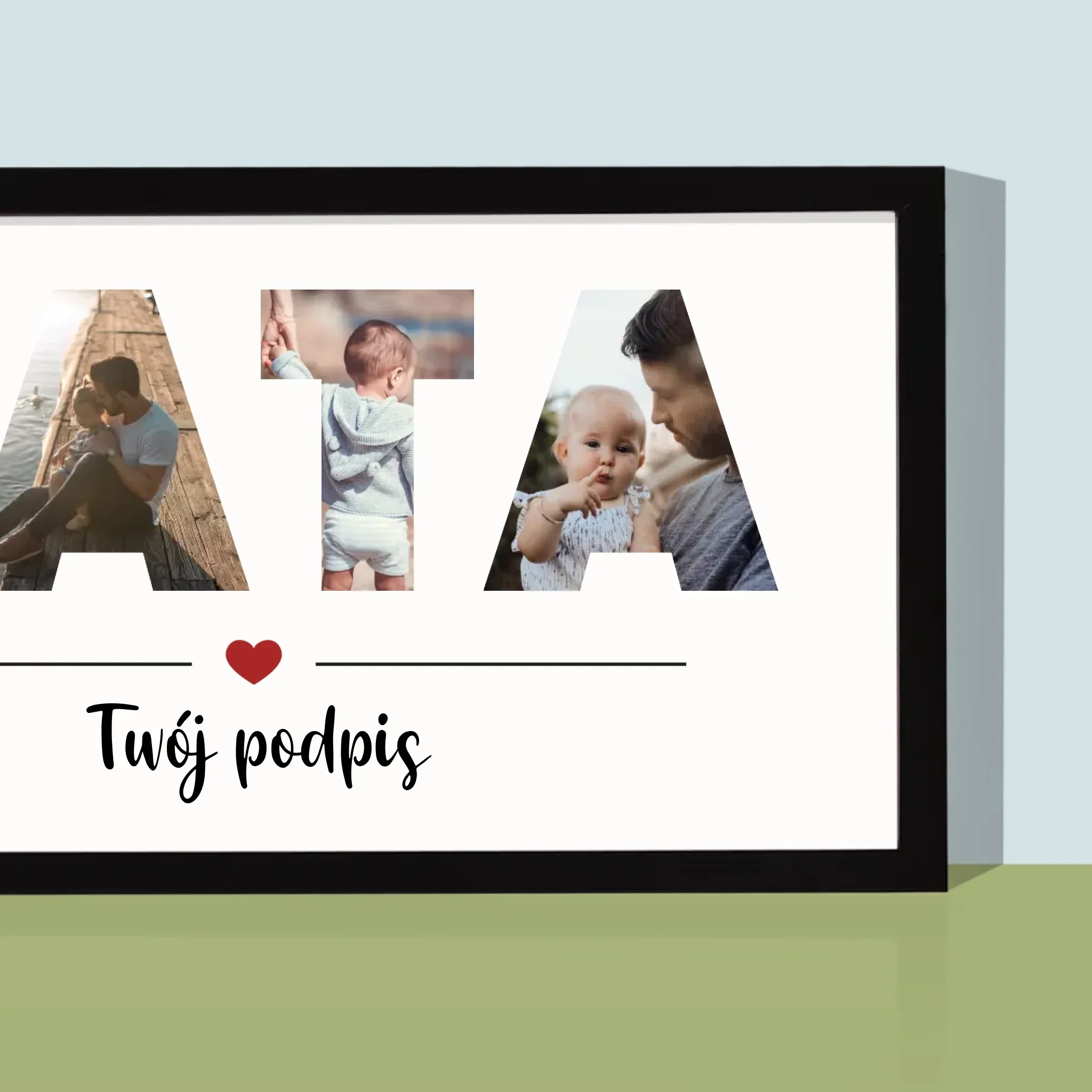 Słowo Ze Zdjęć: Tata - Wydruk Obramowany 20x40 - Image 2