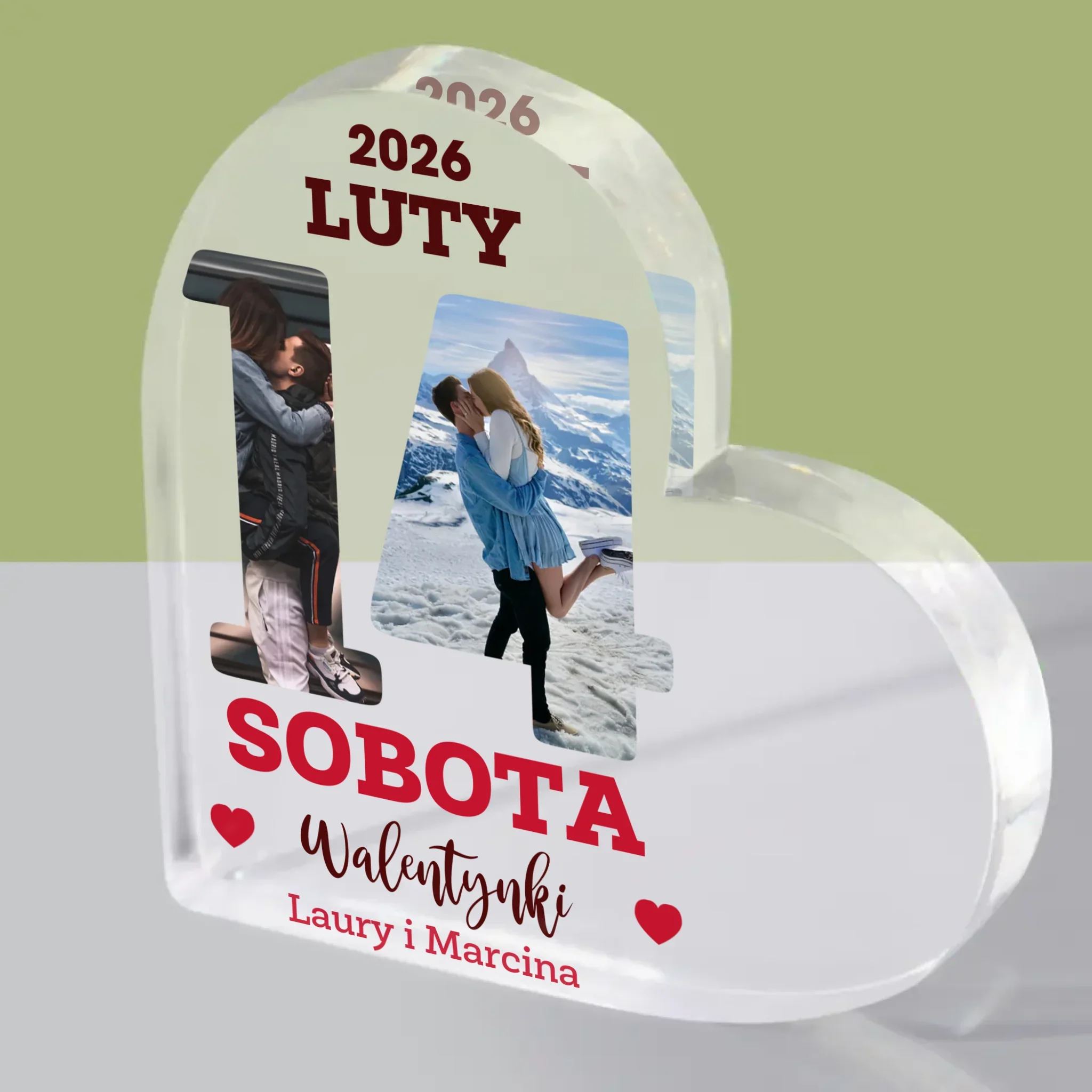 Słowo Ze Zdjęć: Walentynki Kartka z Kalendarza - Blok Akrylowy Serce - Image 2