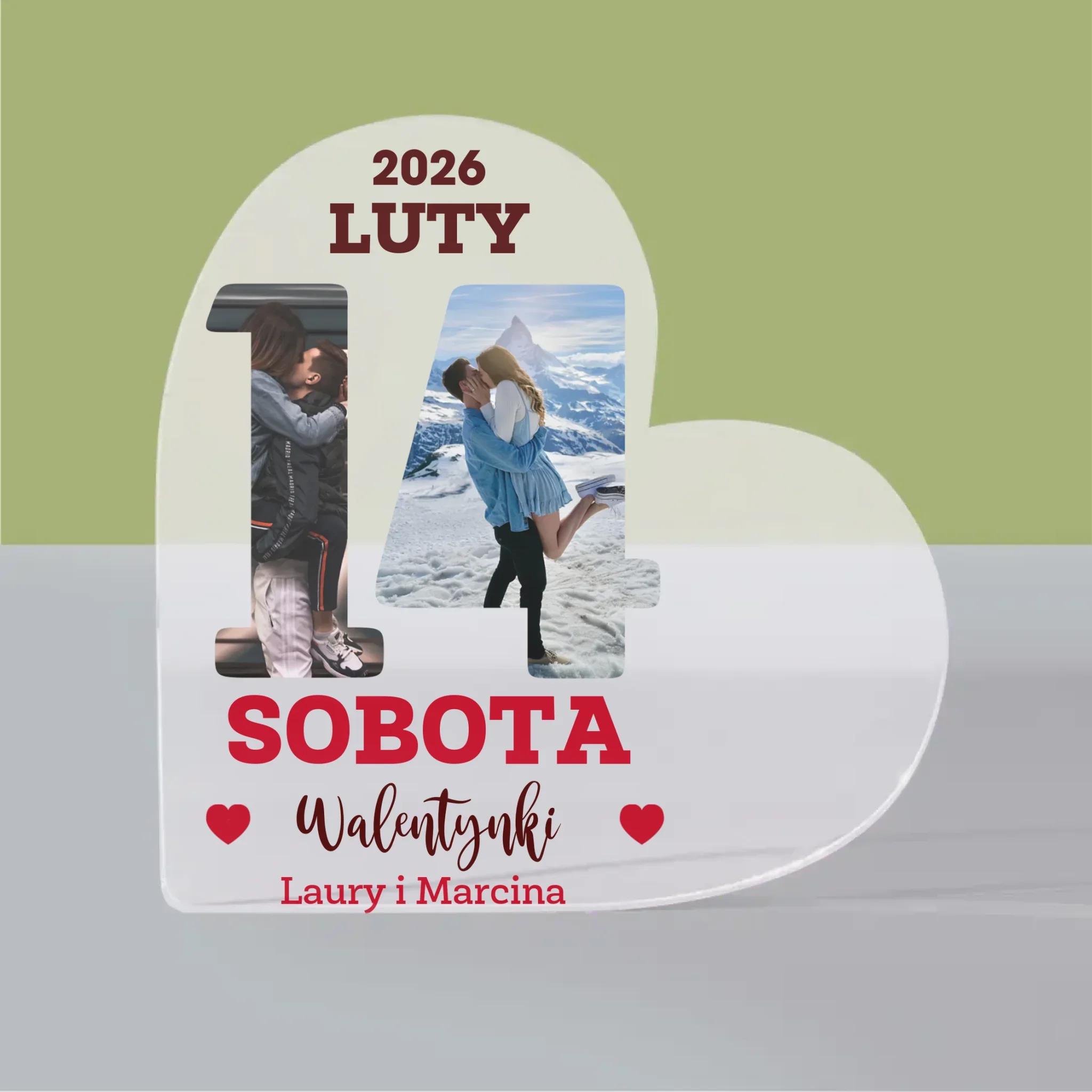 Słowo Ze Zdjęć: Walentynki Kartka z Kalendarza - Blok Akrylowy Serce - Image 3