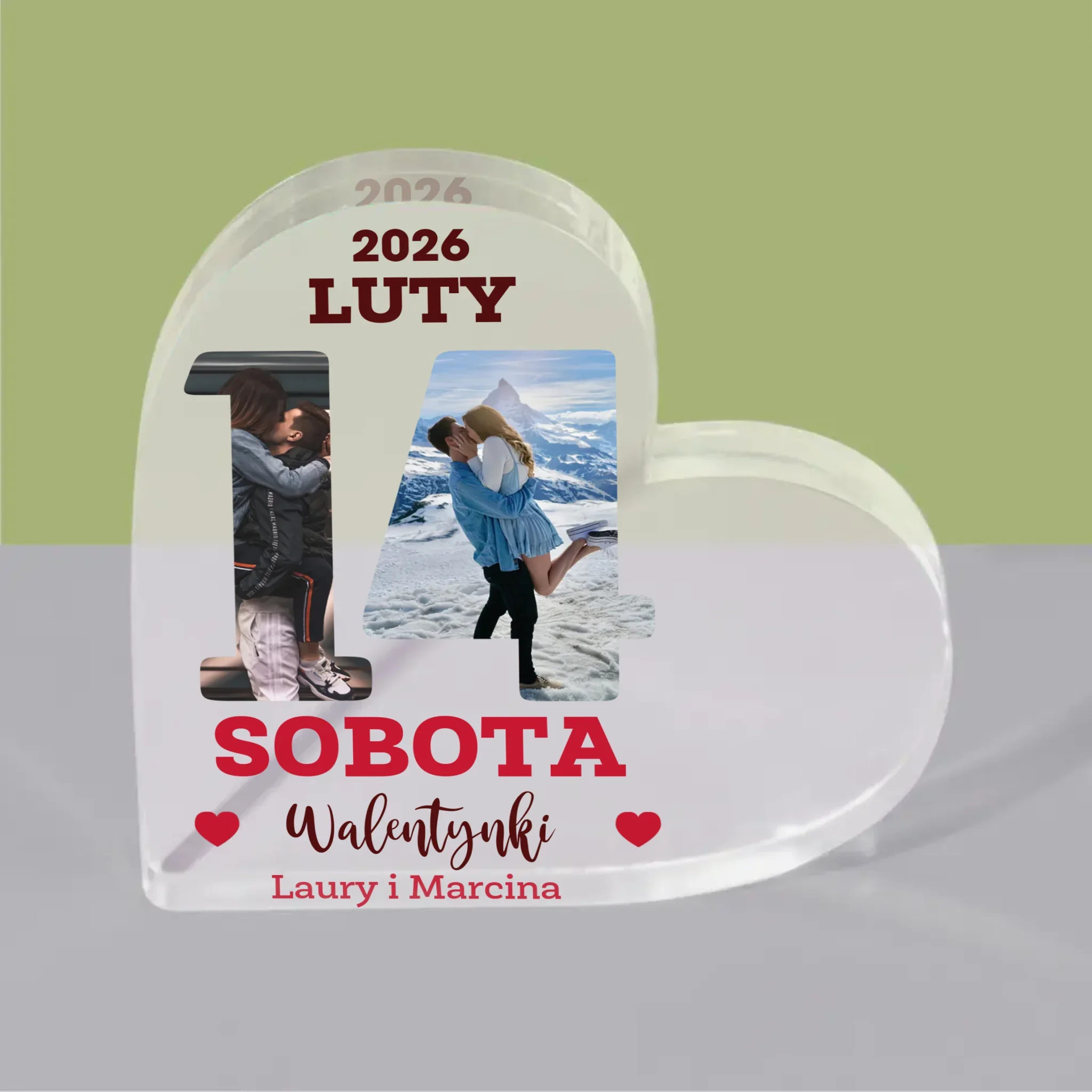 Słowo Ze Zdjęć: Walentynki Kartka z Kalendarza - Blok Akrylowy Serce - Image 4