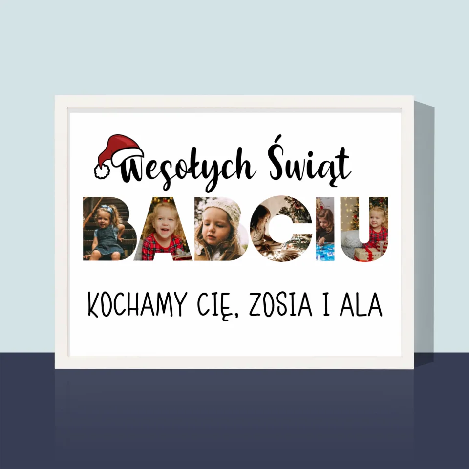 Słowo Ze Zdjęć: Wesołych Świąt Babciu - Wydruk Obramowany - Image 4