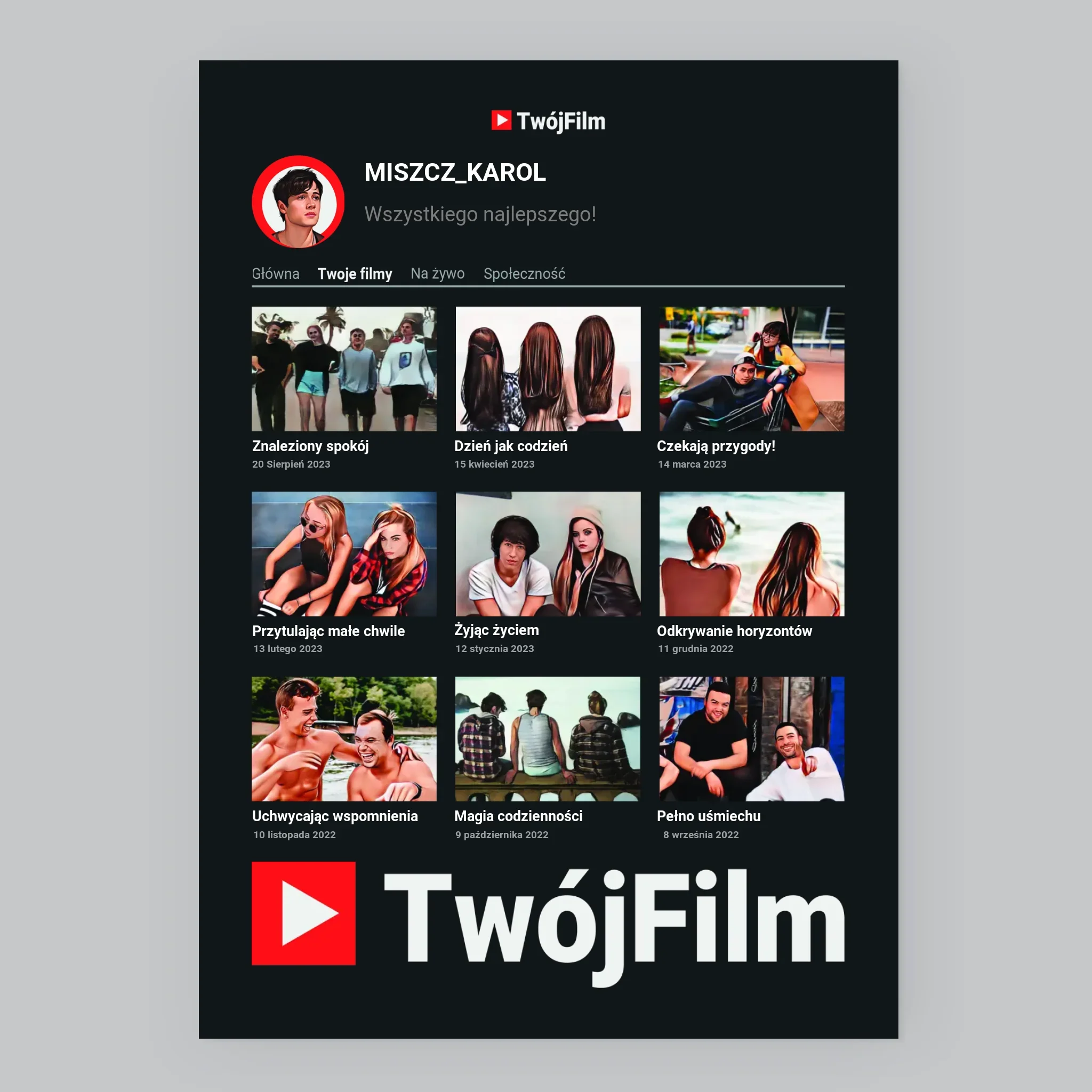 Fotokolaż: Twój Film - Wydruk Obramowany